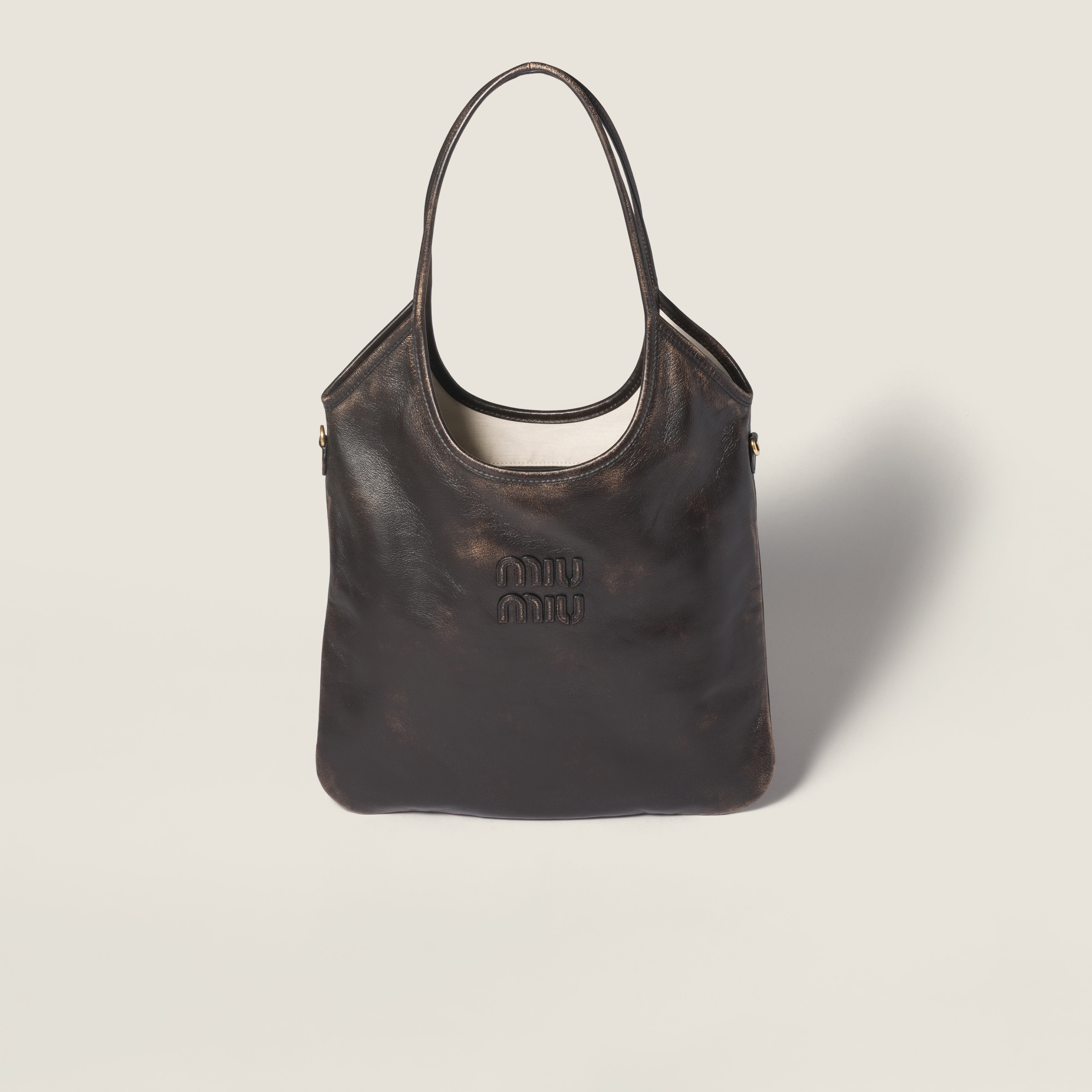 Miu Miu Ivy Leather Bag In Brown