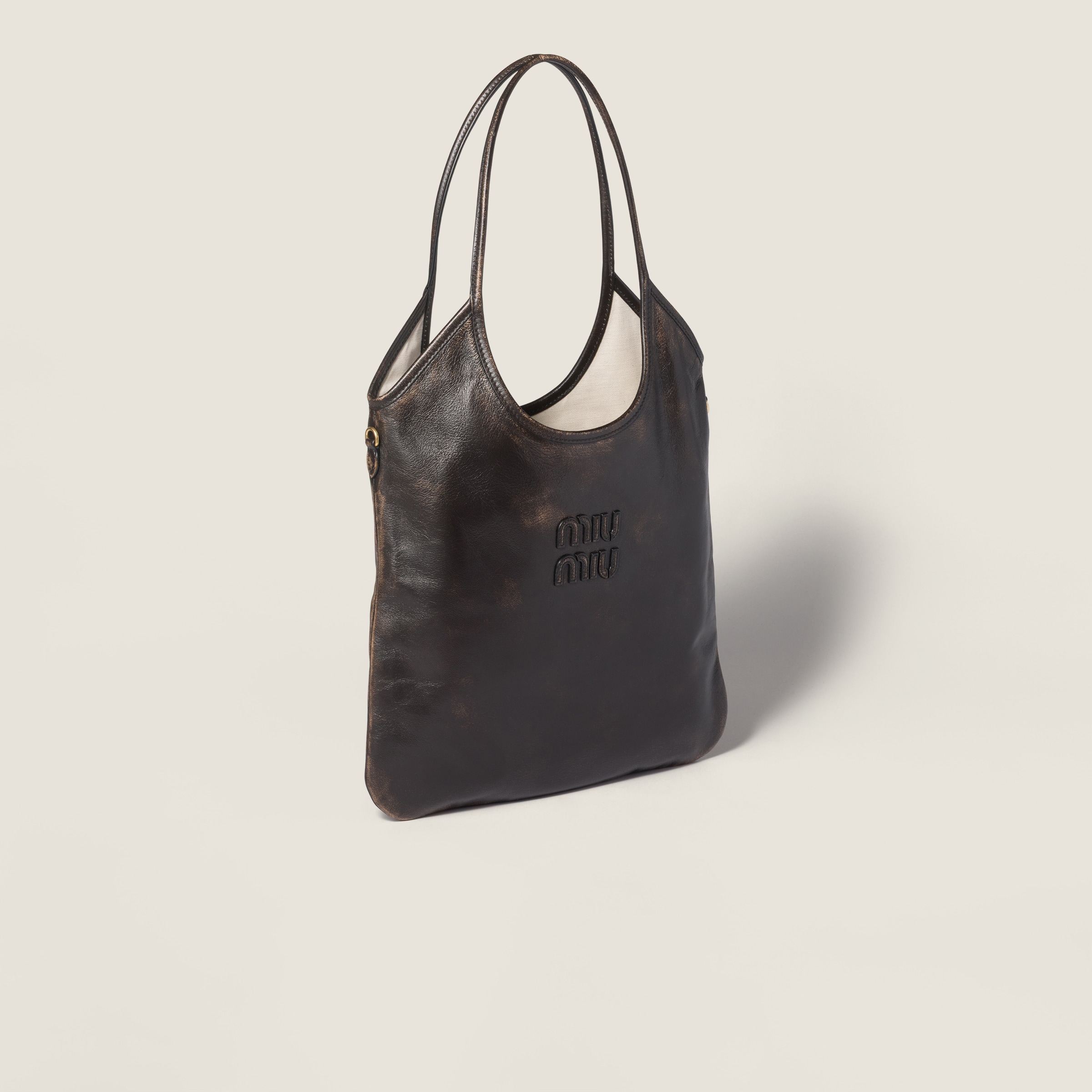 Miu Miu Ivy Leather Bag In Brown