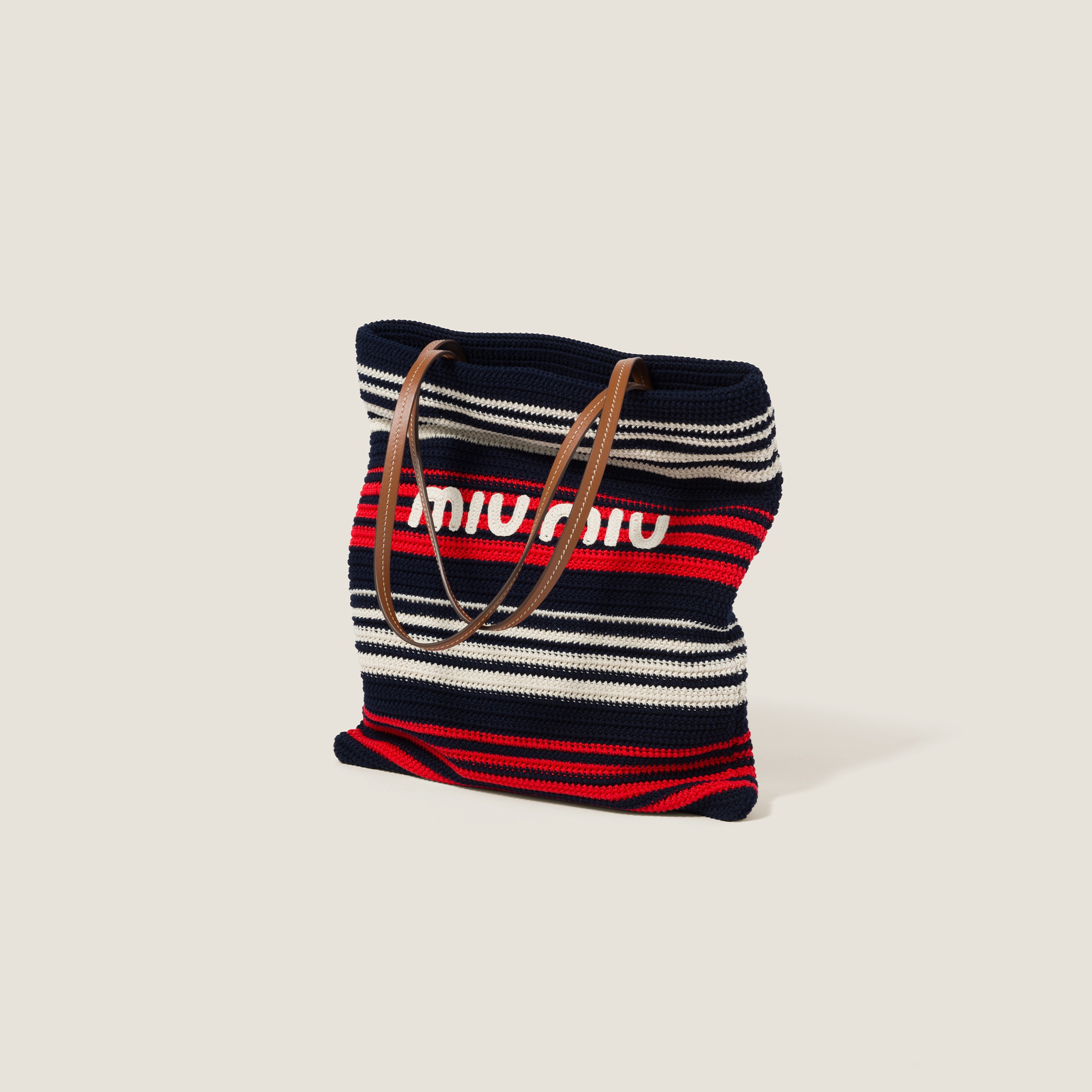 Blue red white Crochet Tote Bag Miu Miu