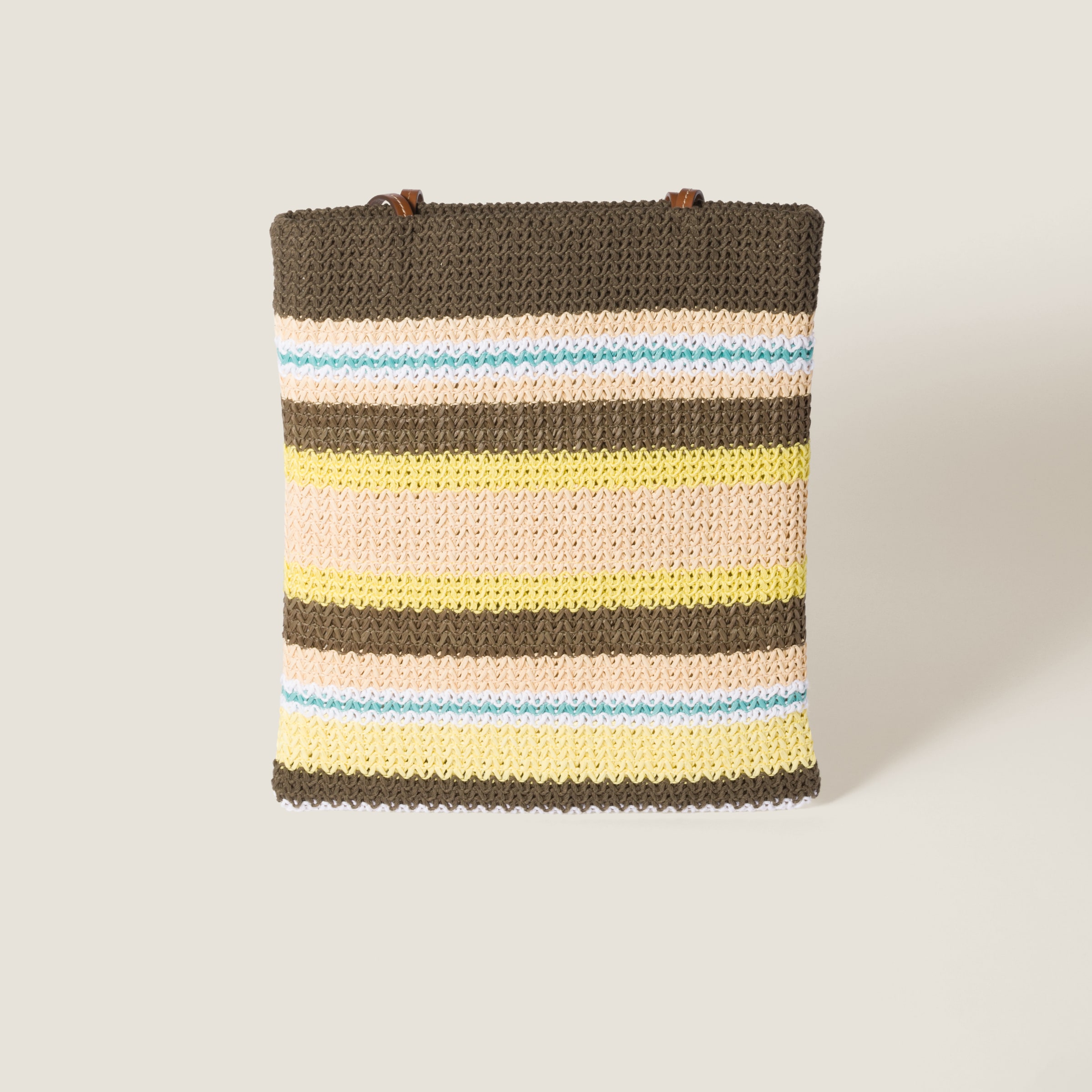 Miu Miu Raffia-effect Woven Tote Bag In Tundra/lemon Yellow/natural