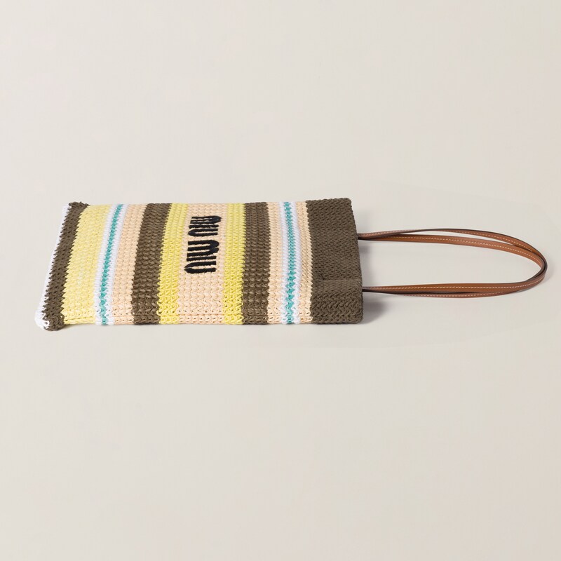 Bolsa tote trançada com efeito ráfia