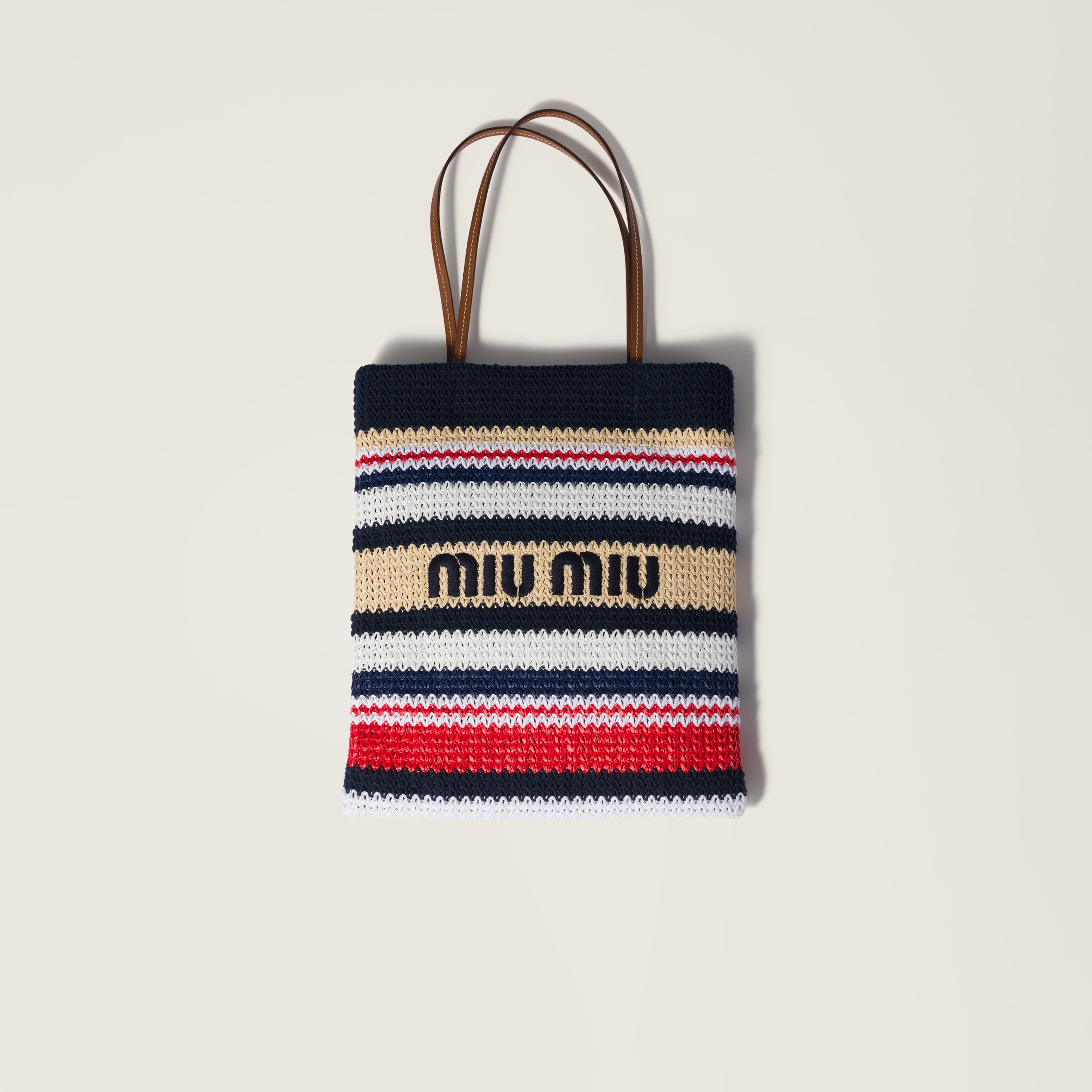 Raffia-effect woven tote bag