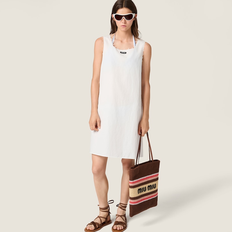 Raffia-effect woven tote bag