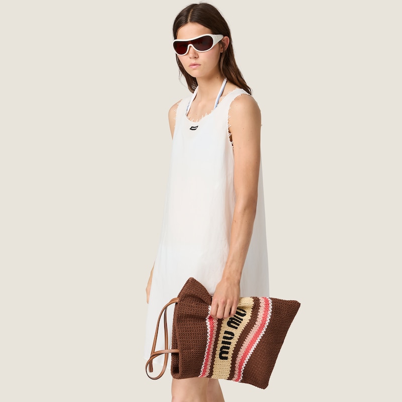Raffia-effect woven tote bag