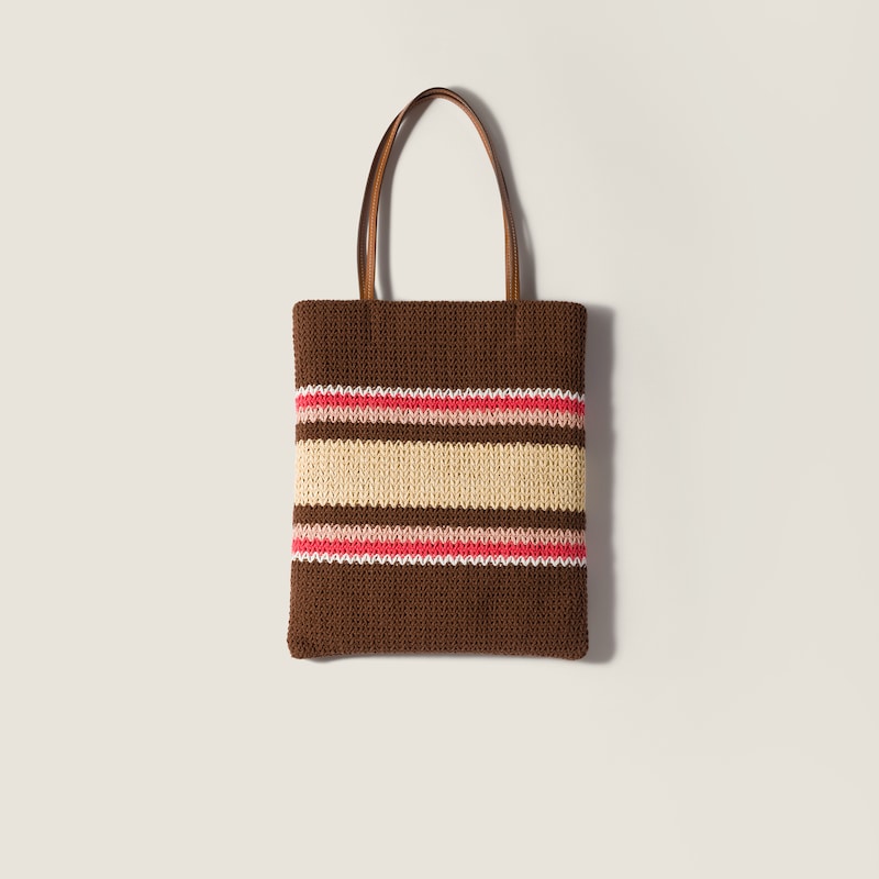 Bolsa tote trançada com efeito ráfia