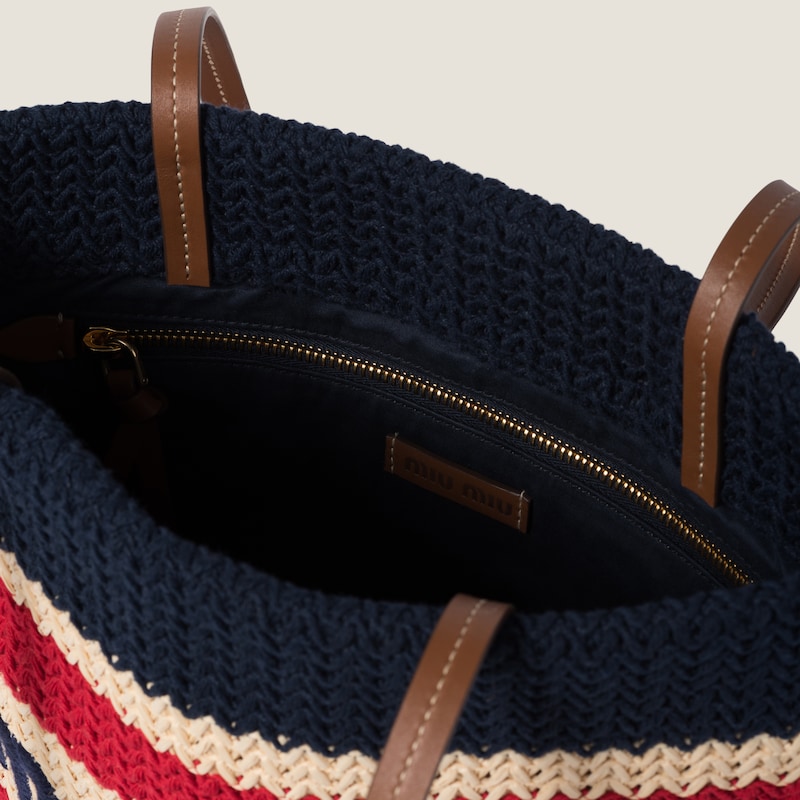Raffia-effect woven tote bag