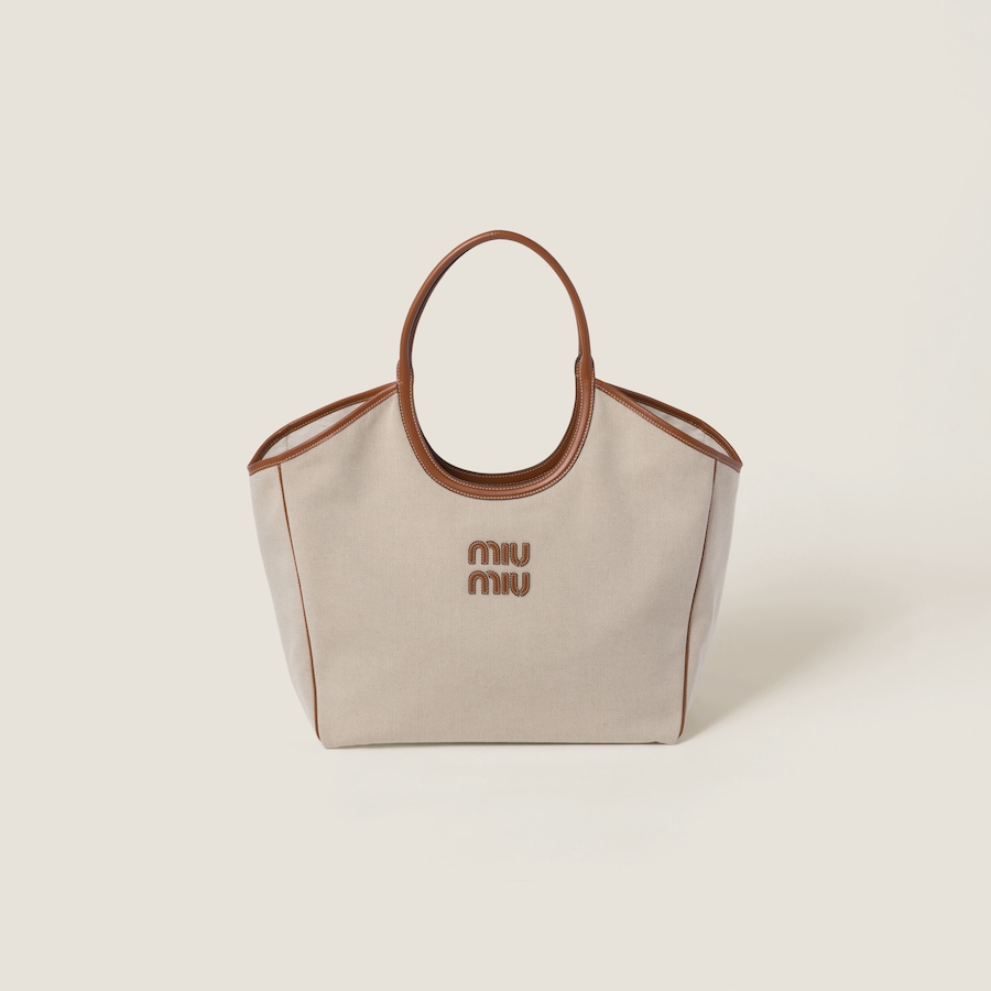 Beige brandy Ivy Canvas Bag Miu Miu