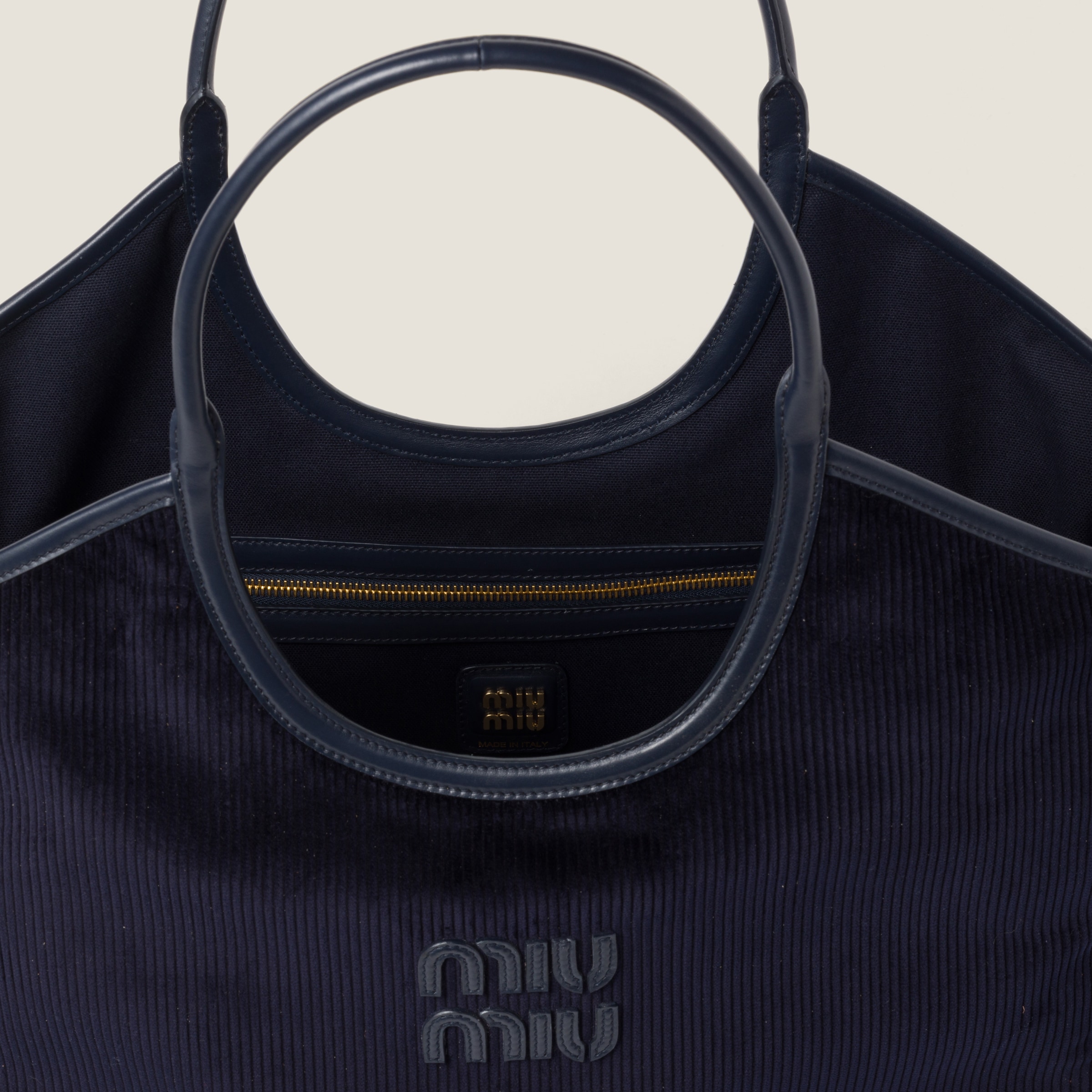 Miu Miu Ivy Corduroy Shopping Bag In Navy