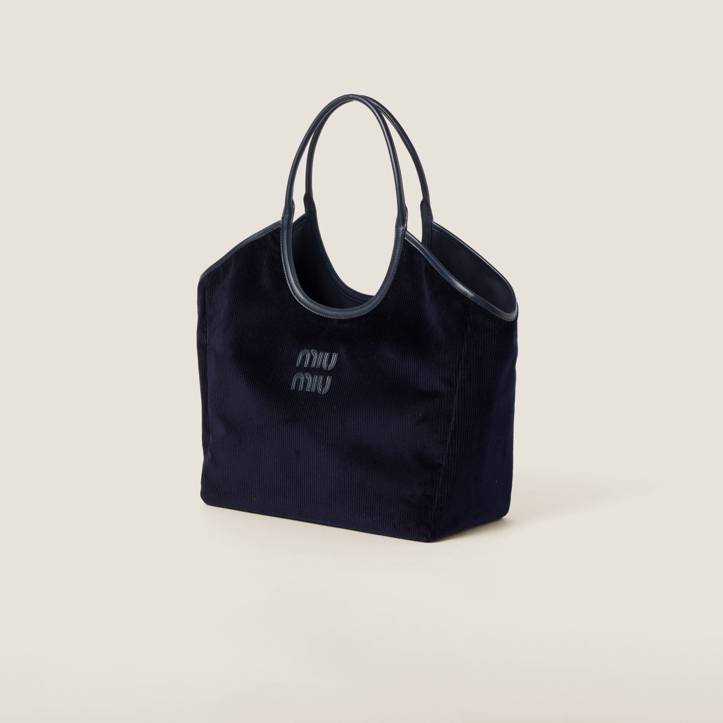 Miu Miu Ivy Corduroy Shopping Bag In Navy