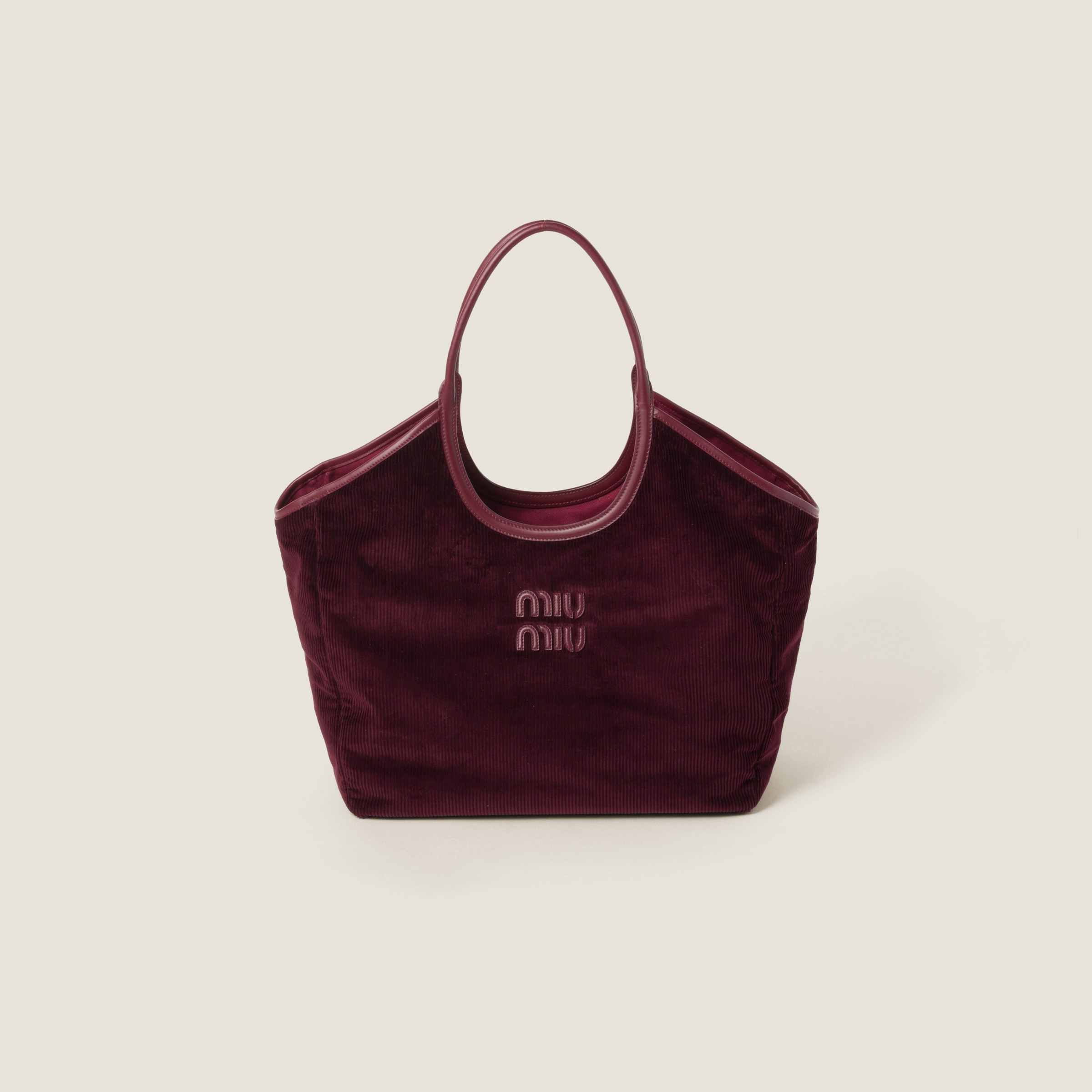 Amaranth Red maize Yellow Ivy Corduroy Shopping Bag Miu Miu