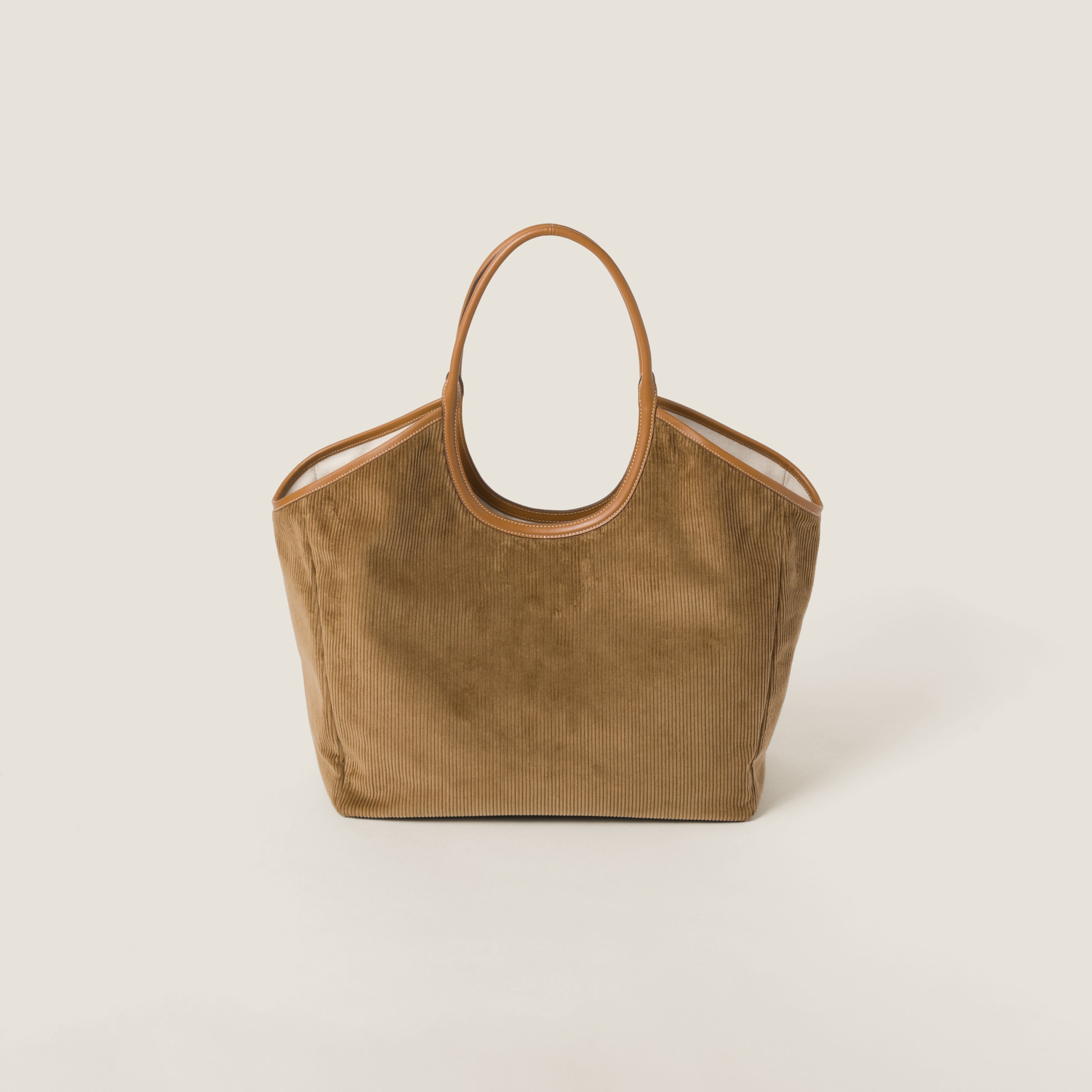 Miu Miu Ivy Corduroy Shopping Bag In Cinnamon