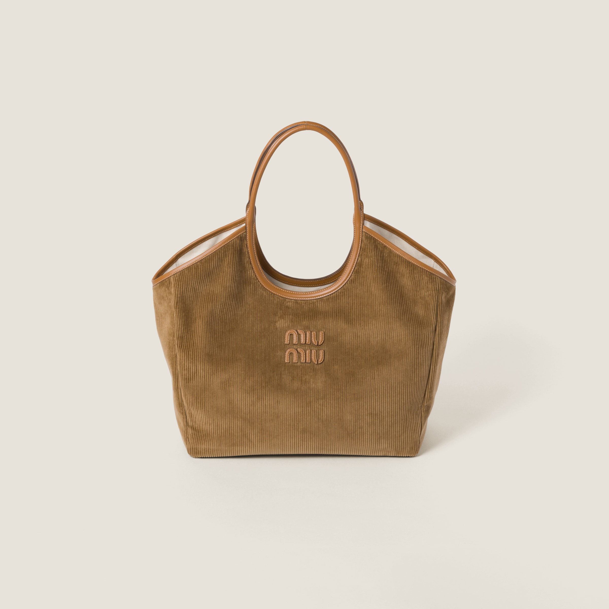 Cinnamon Ivy Corduroy Shopping Bag Miu Miu