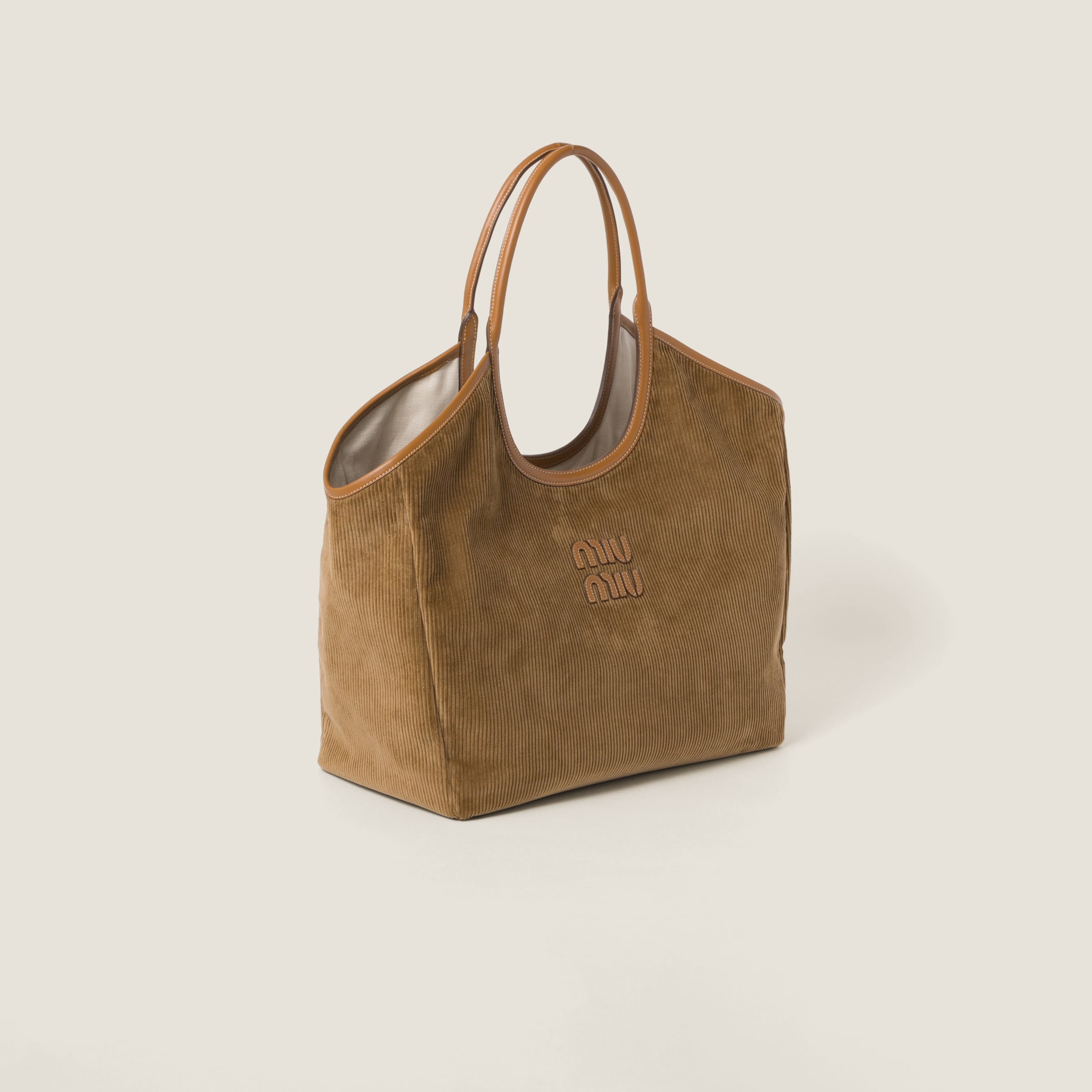 Miu Miu Ivy Corduroy Shopping Bag In Cinnamon