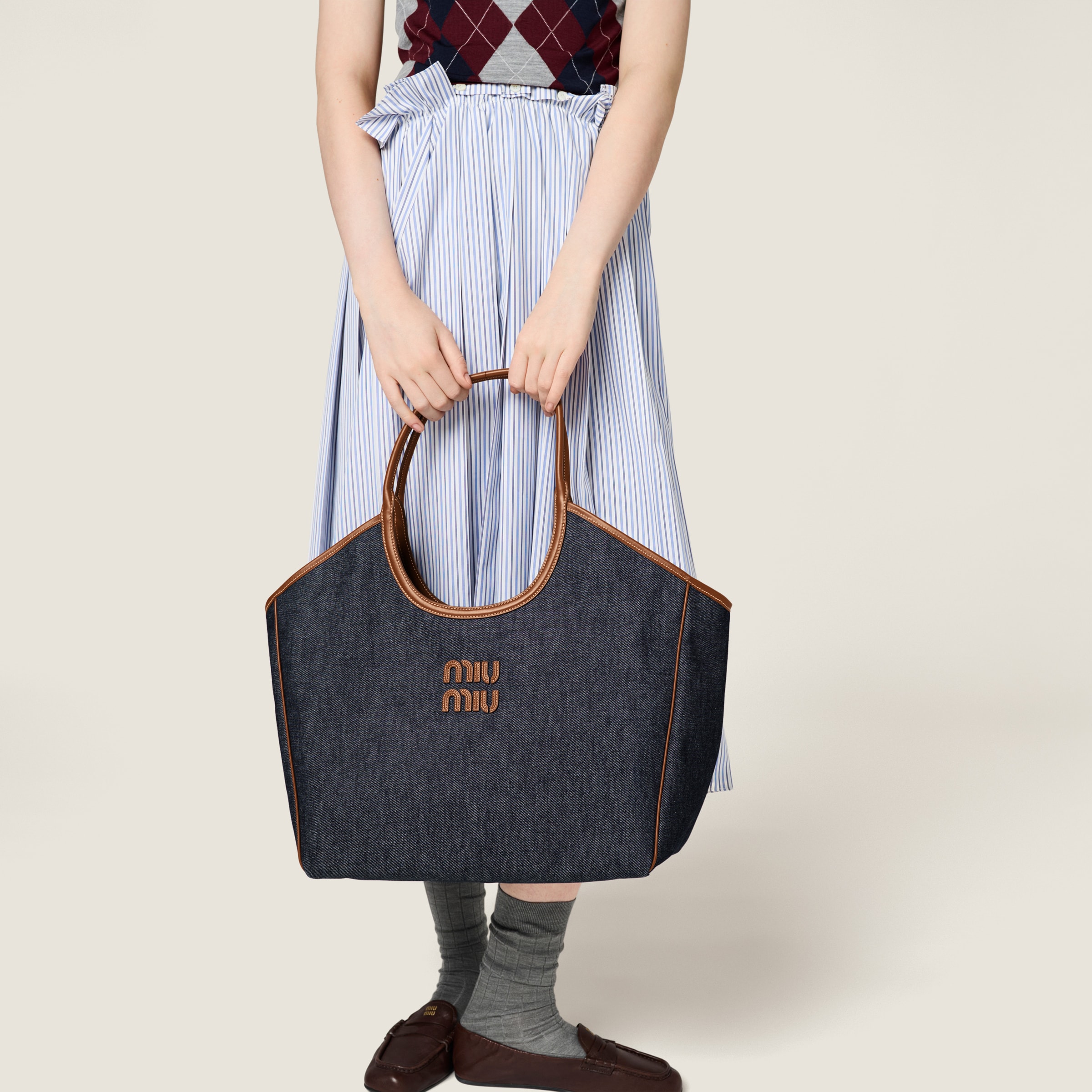 Blue/brandy Ivy Denim Bag | Miu Miu