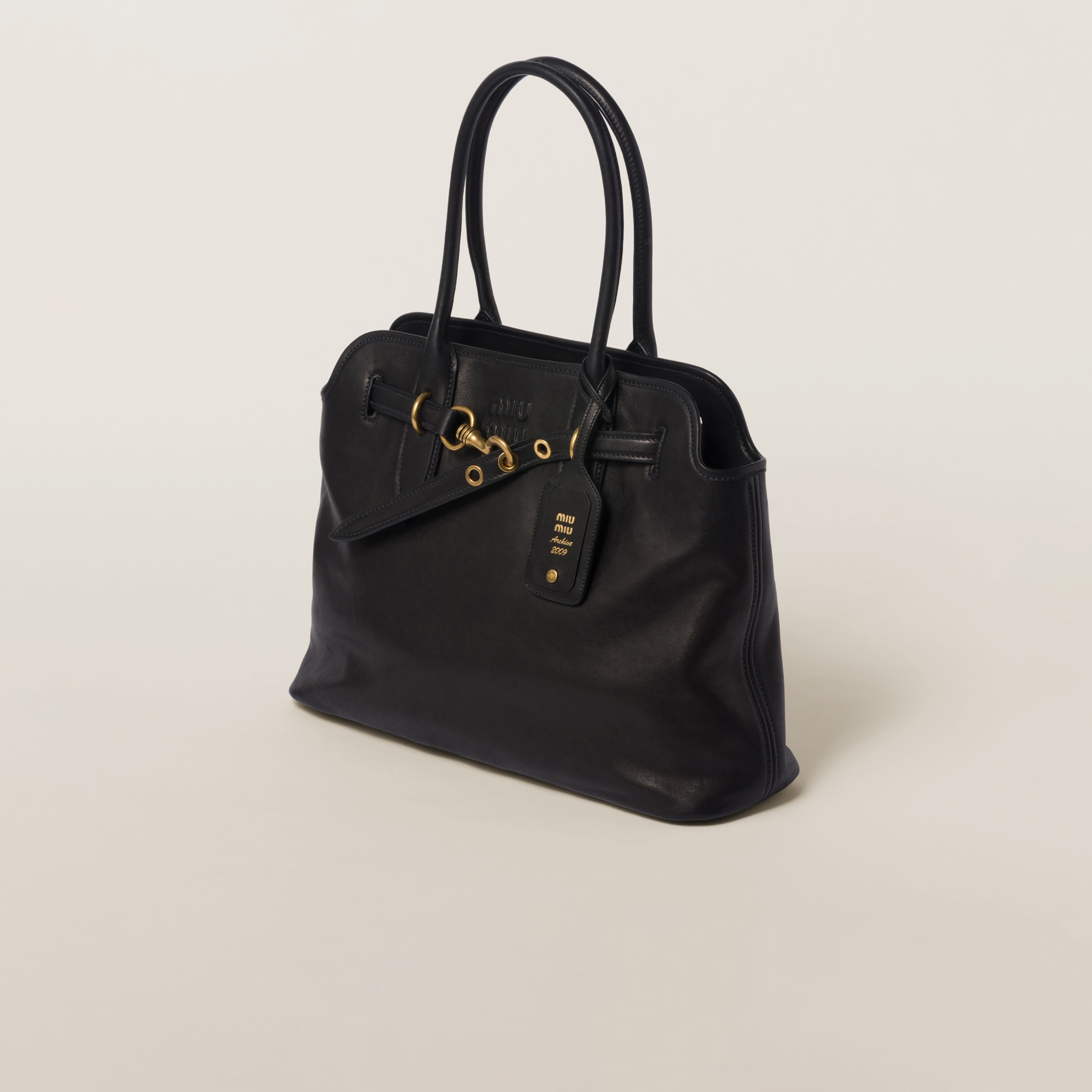 Black Aventure Nappa Leather Bag Miu Miu