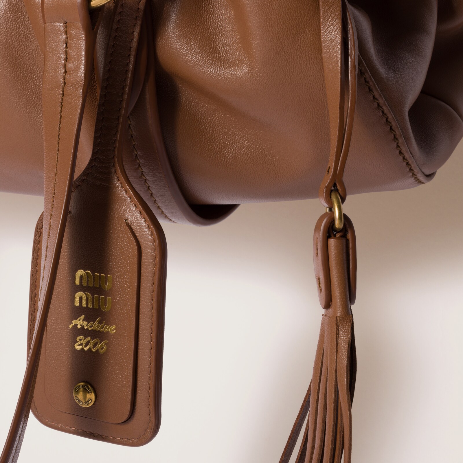 Cognac Joie Nappa Leather Bag Miu Miu