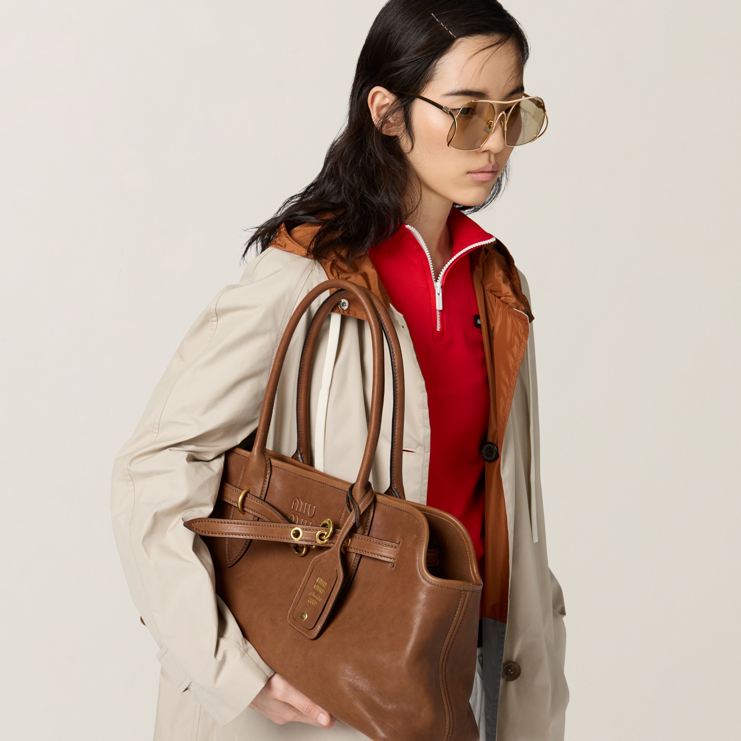 ブラウン アバンチュール ナッパレザー バッグ | Miu Miu