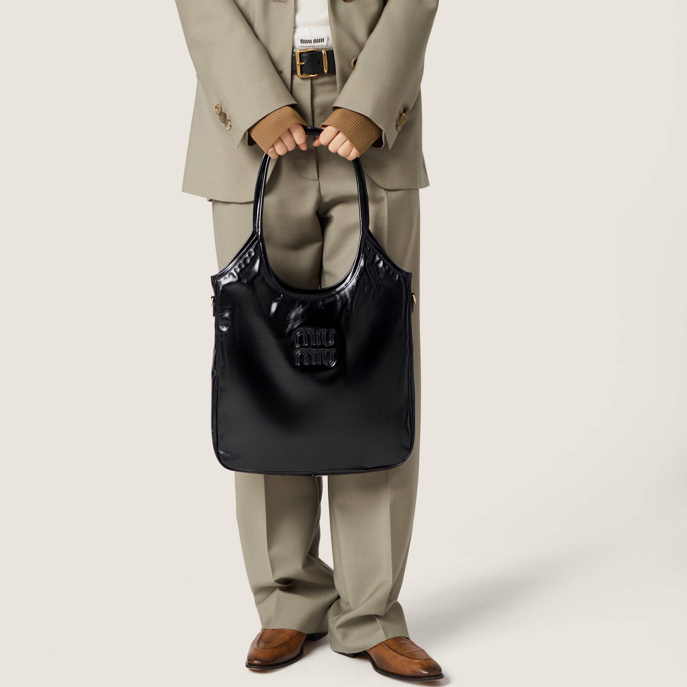 Miu Miu Ivy Leather Bag In Black