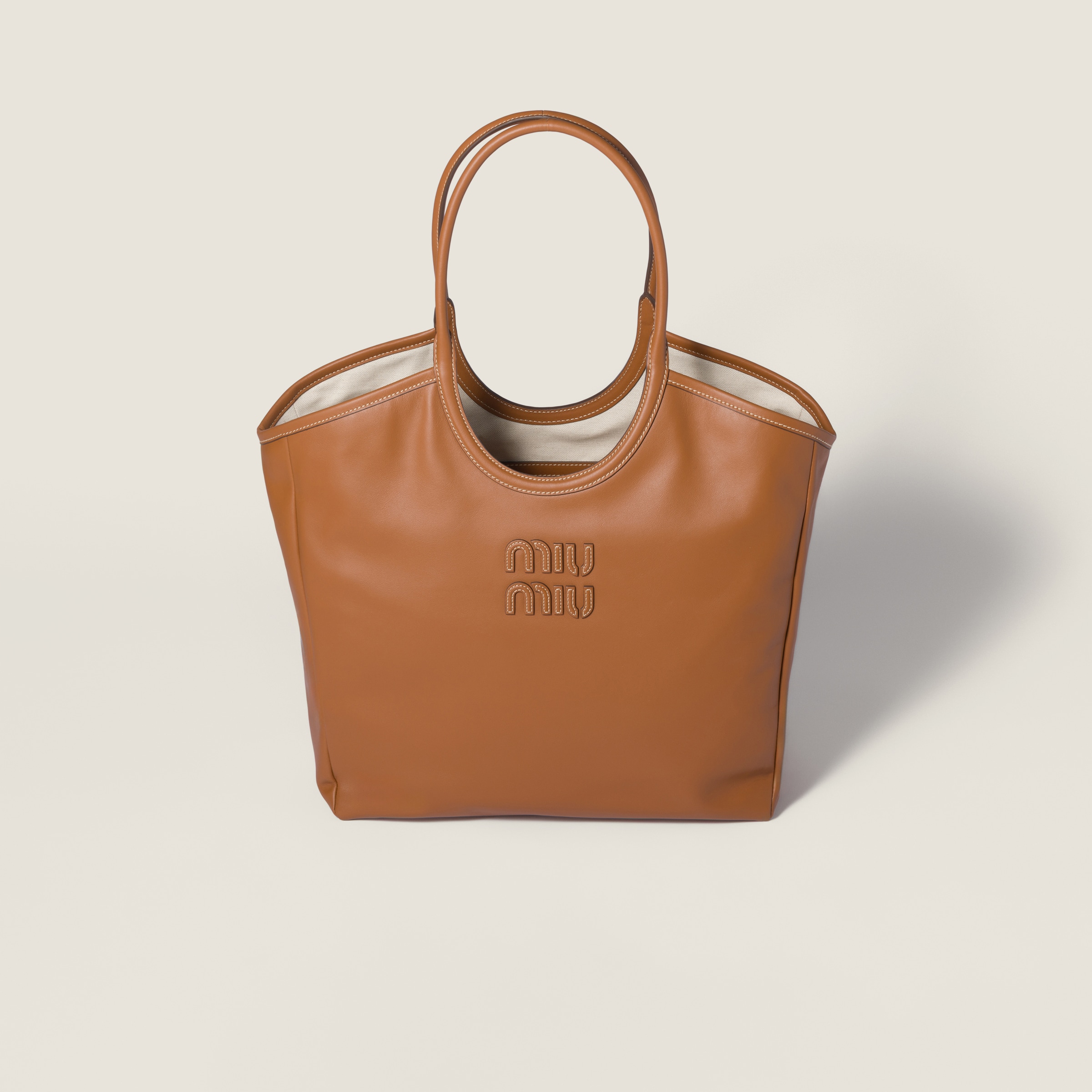 Cognac Ivy Leather Bag | Miu Miu