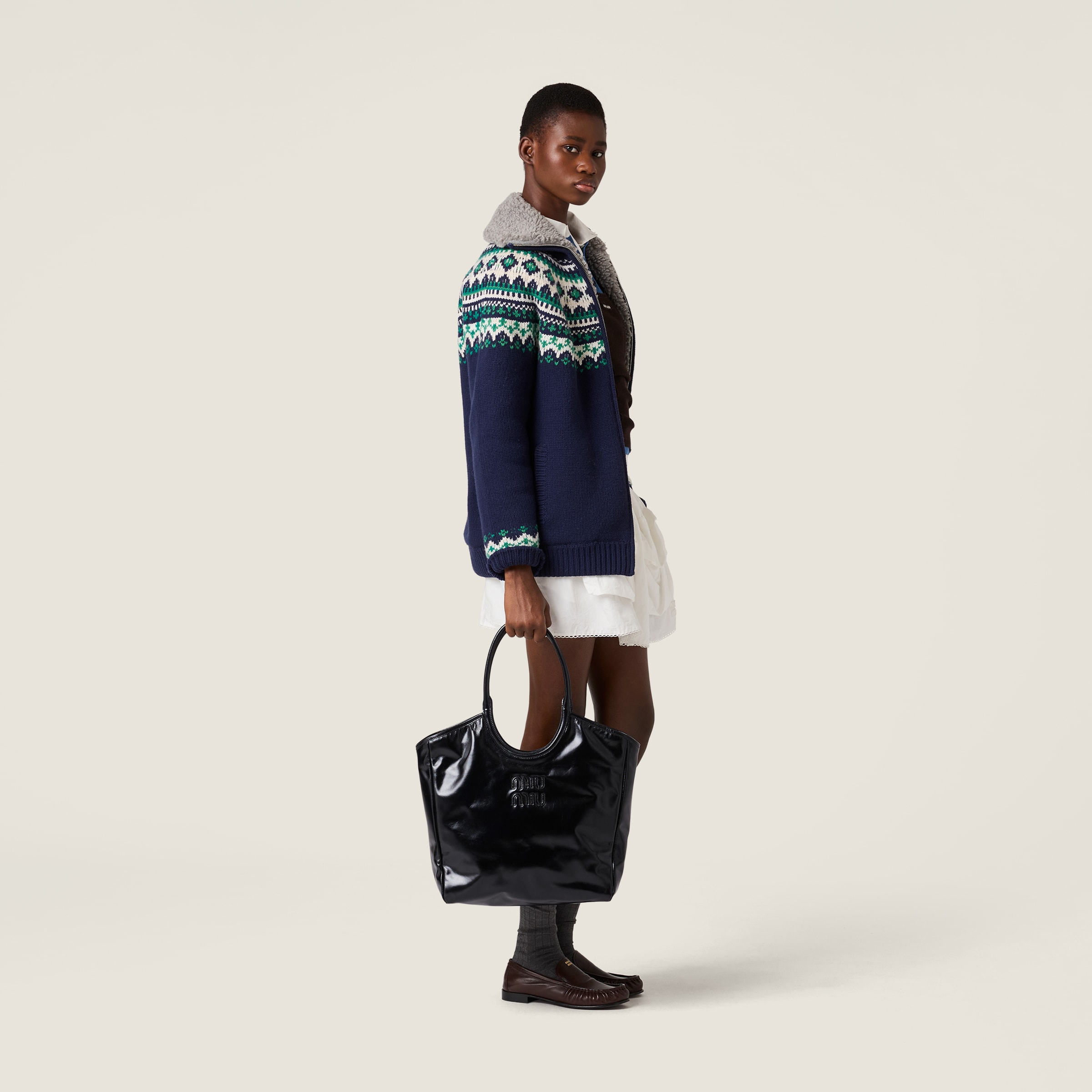 Miu Miu Ivy Leather Bag In Black