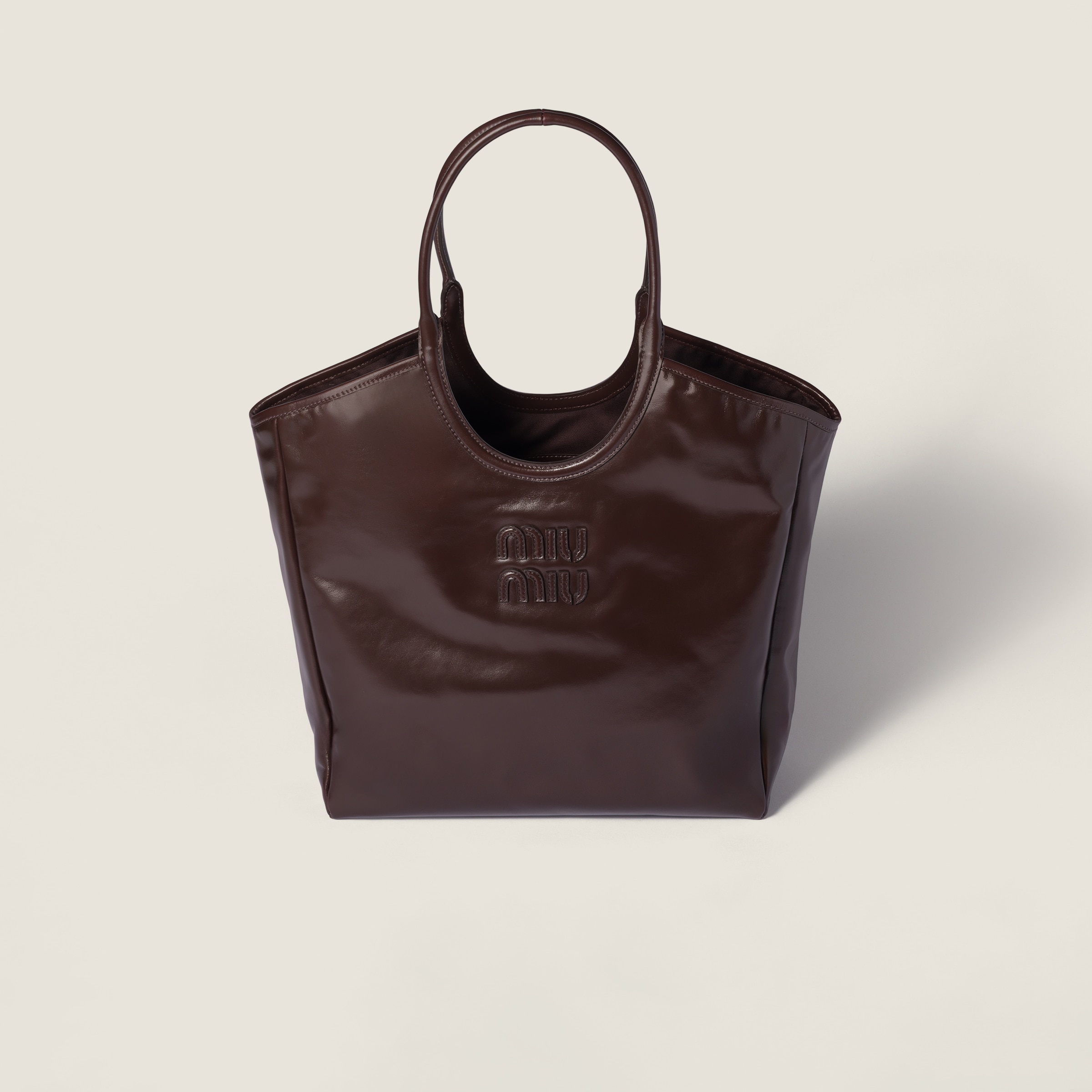 Miu Miu Ivy Leather Bag In Brown