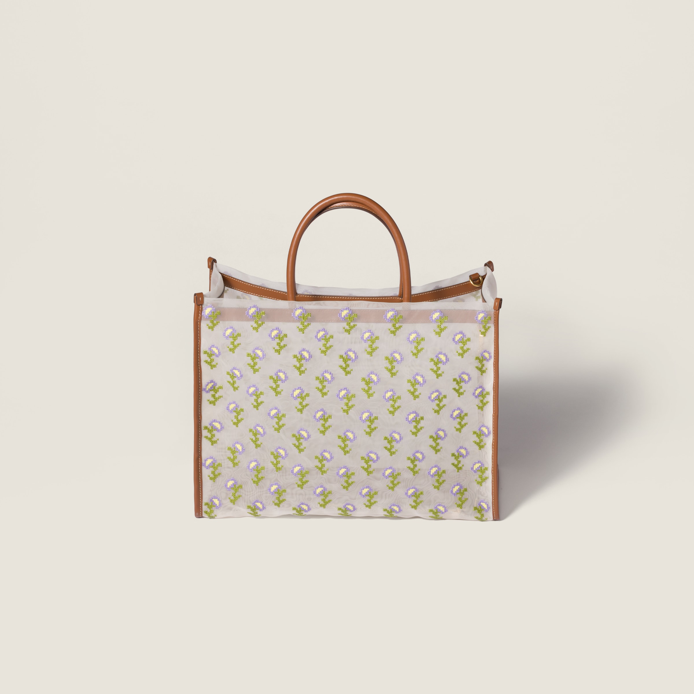 コニャックブラウン 刺繍メッシュ トートバッグ | Miu Miu - 日本