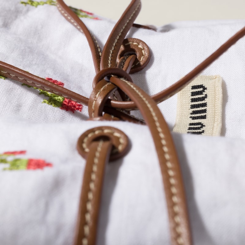 Embroidered linen tote bag