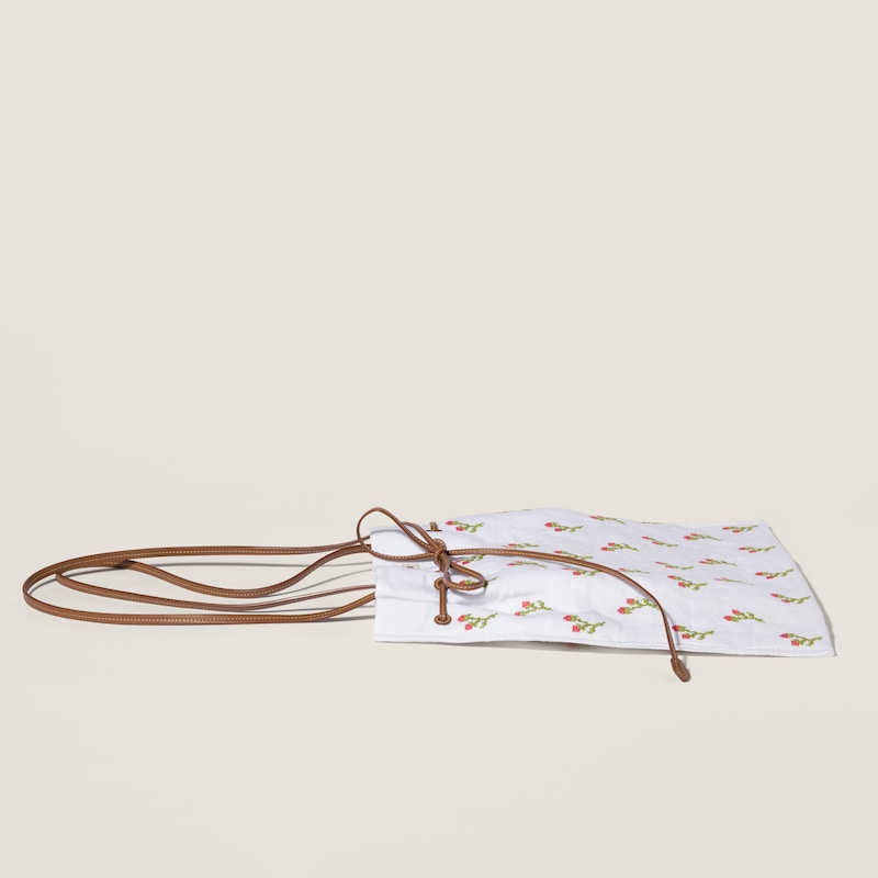 Embroidered linen tote bag