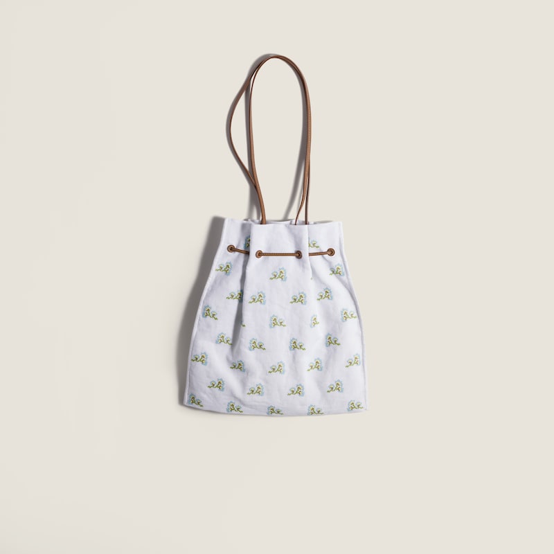 Embroidered linen tote bag
