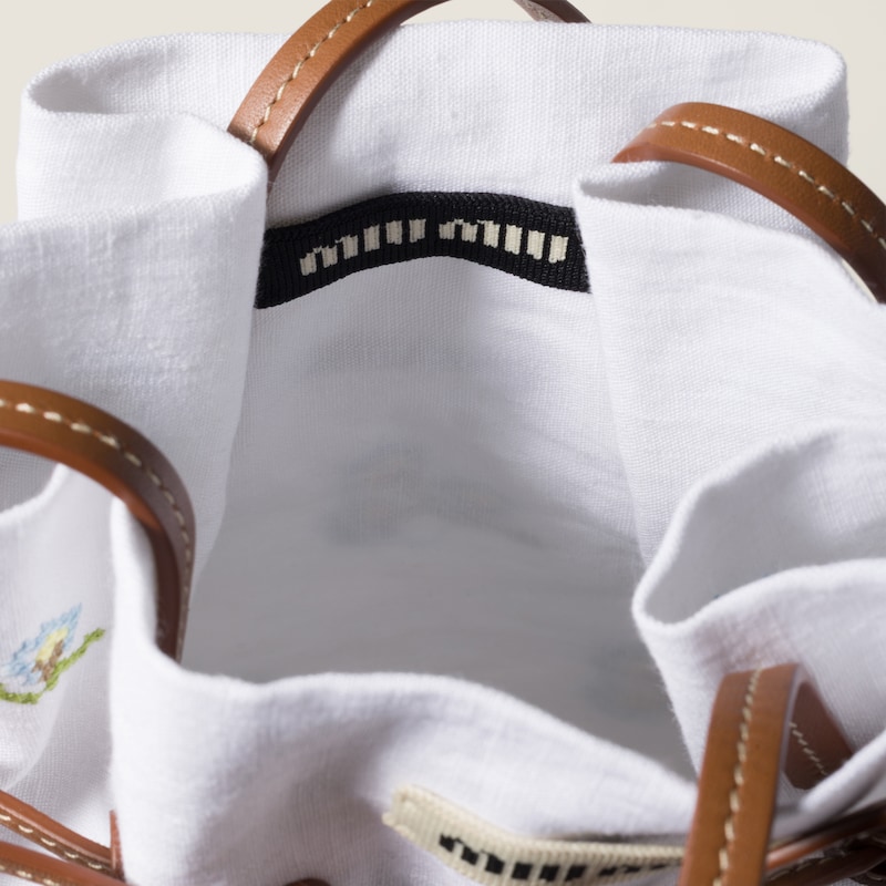 Embroidered linen tote bag