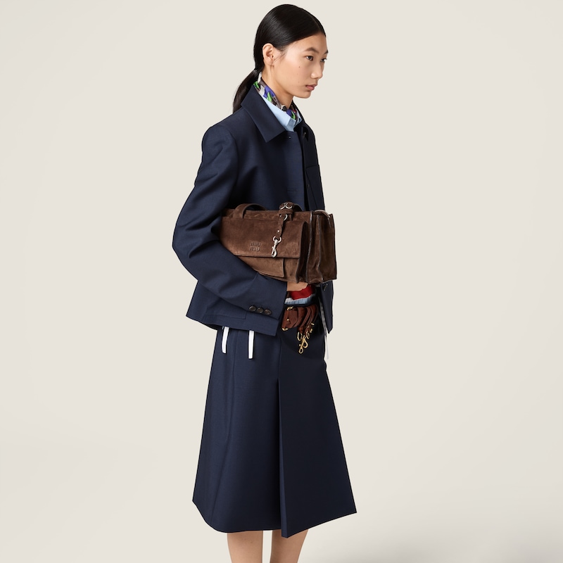 Utilitaire suede top-handle bag