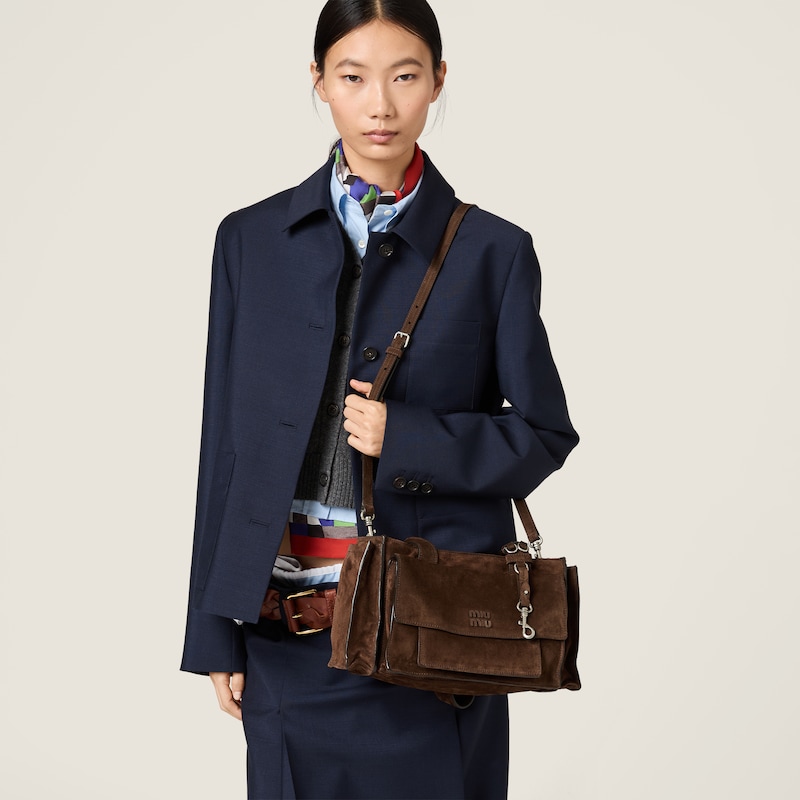 Utilitaire suede top-handle bag