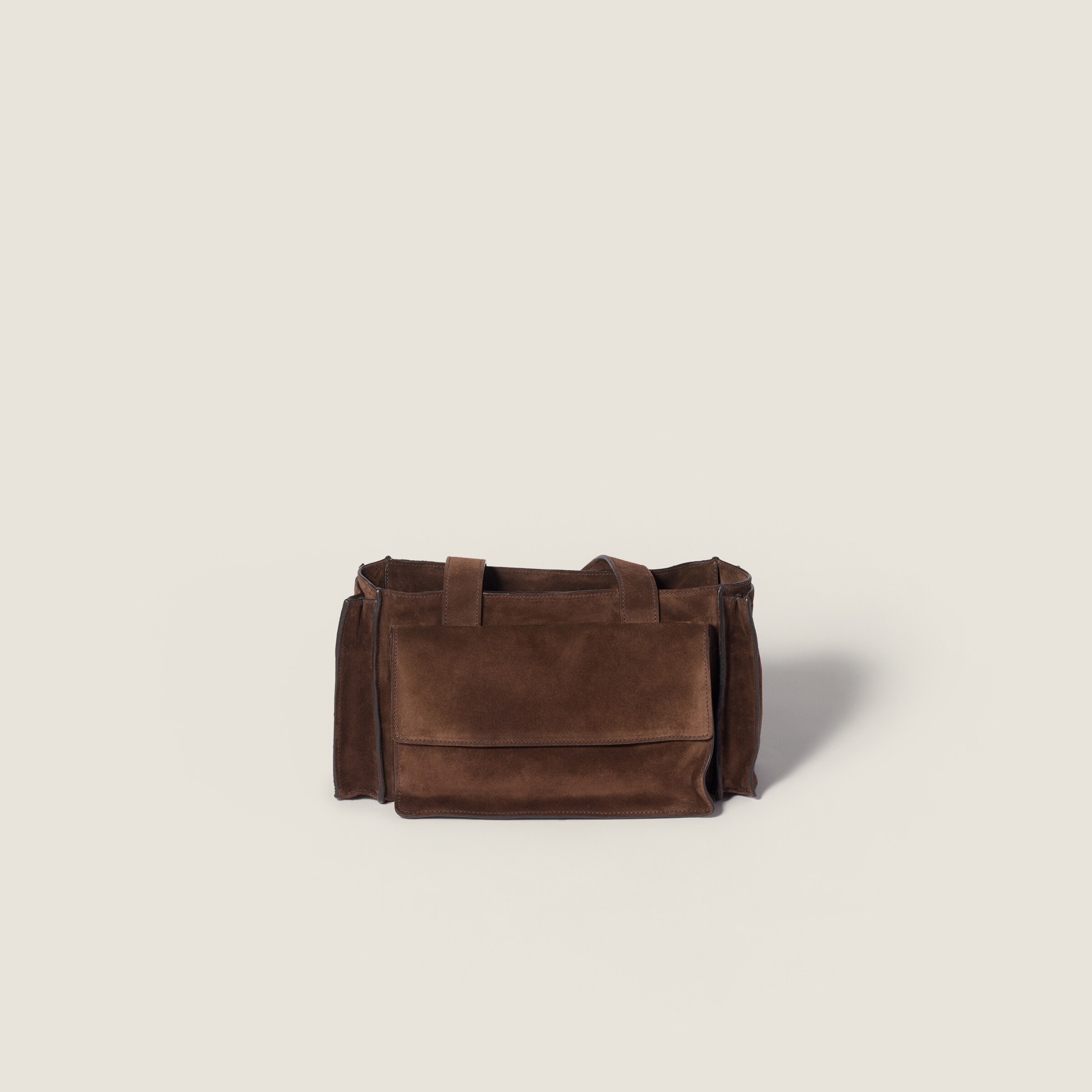 Dark Brown Utilitaire Suede Shopping Bag | Miu Miu - United States