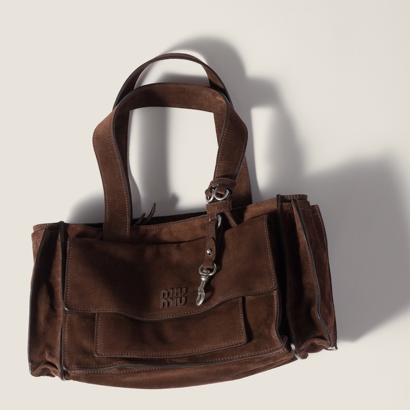 Utilitaire suede top-handle bag