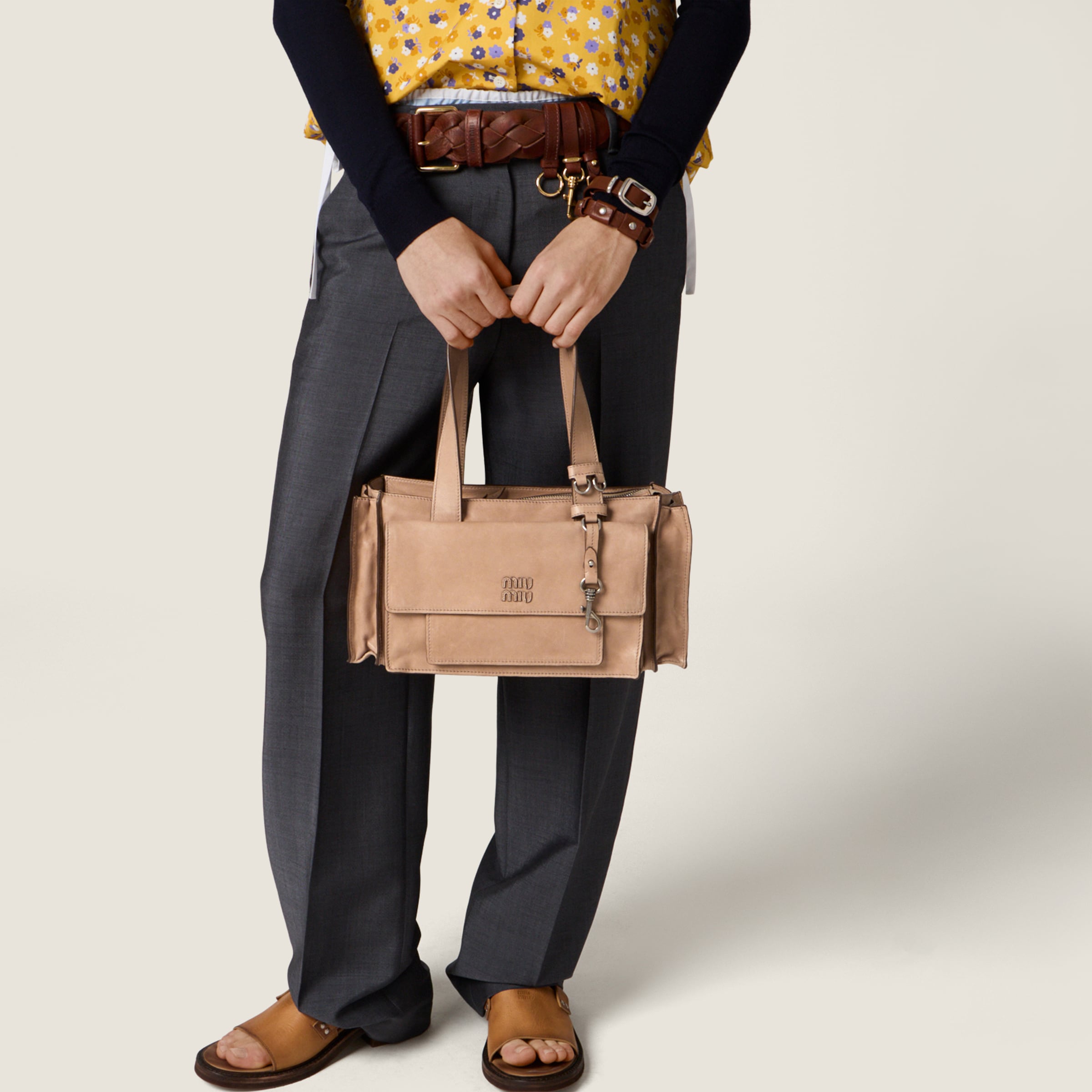 Sand Beige Utilitaire Nappa Leather Shopping Bag | Miu Miu Sand Beige Utilitaire Nappa Leather Shopping Bag | Miu Miu