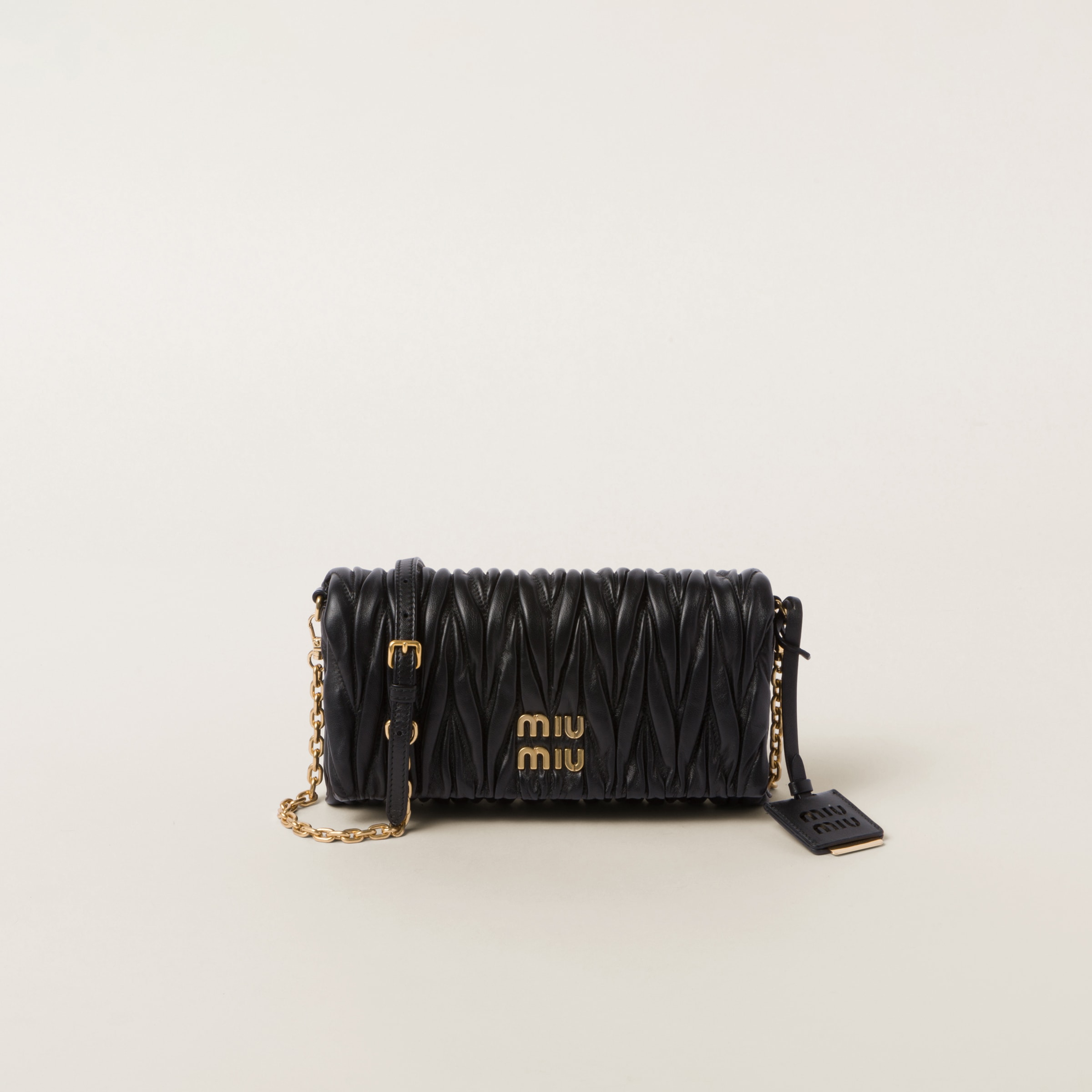Black Matelass Nappa Leather Shoulder Bag Miu Miu