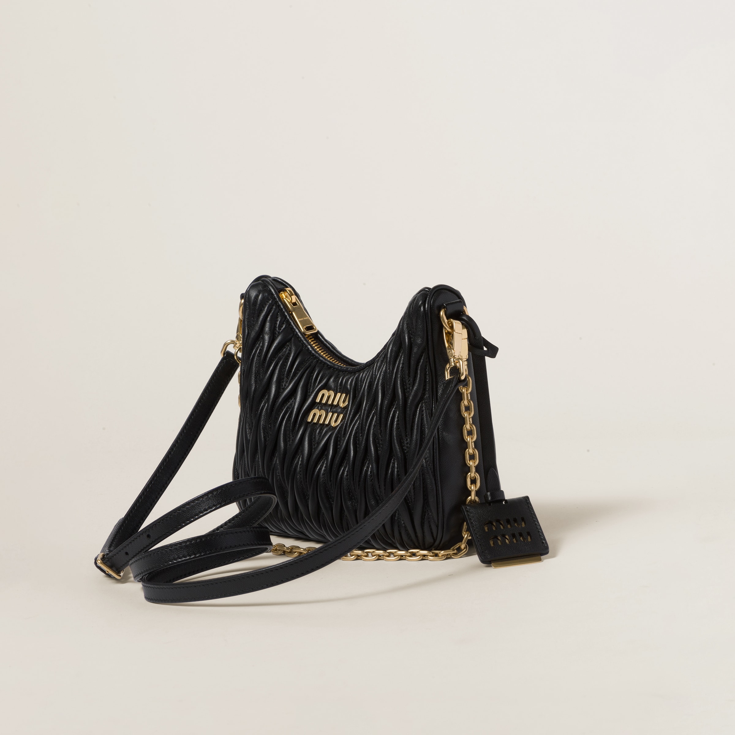 Black Matelasse Nappa Leather Shoulder Bag Miu Miu