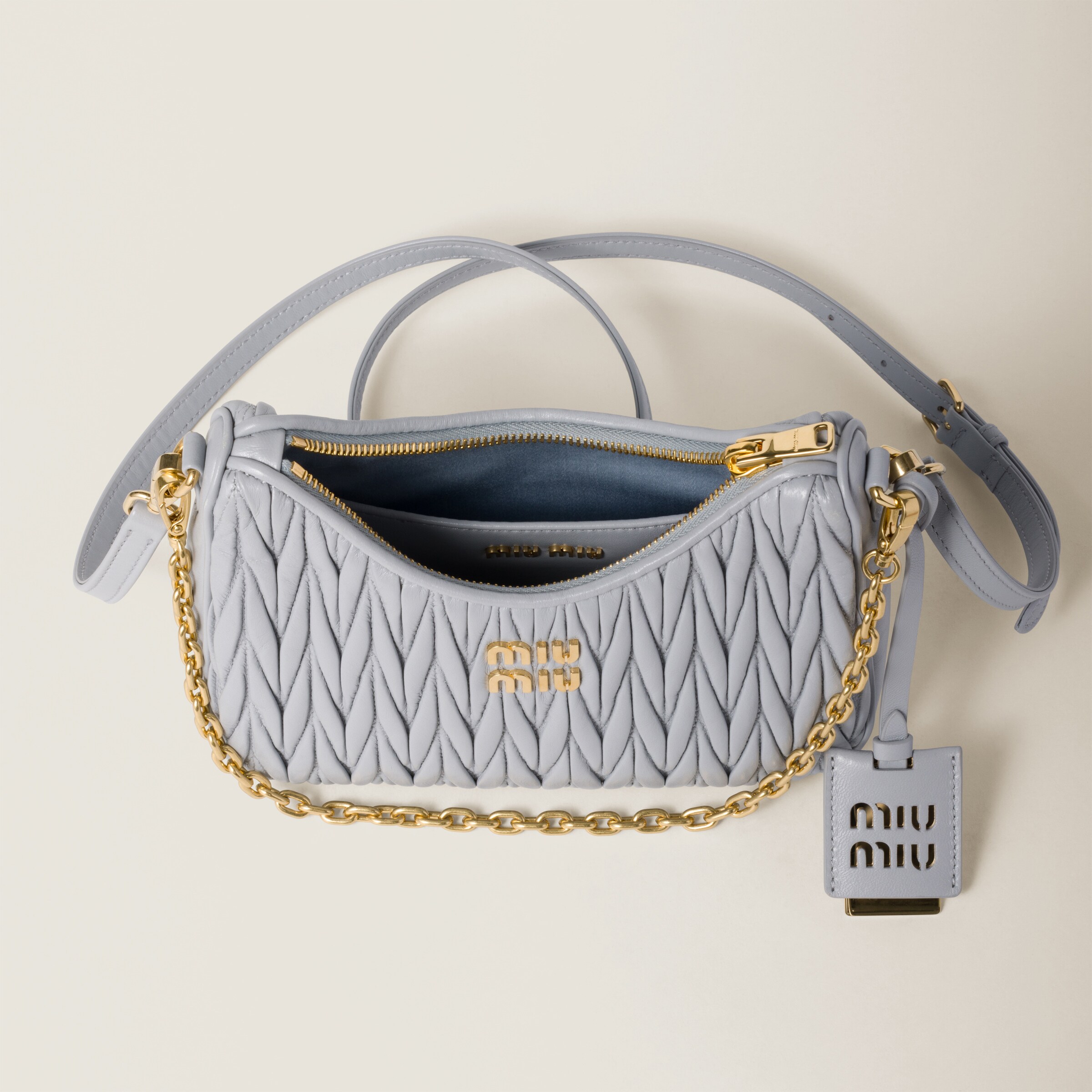 Cornflower Matelassé Nappa Leather Shoulder Bag | Miu Miu