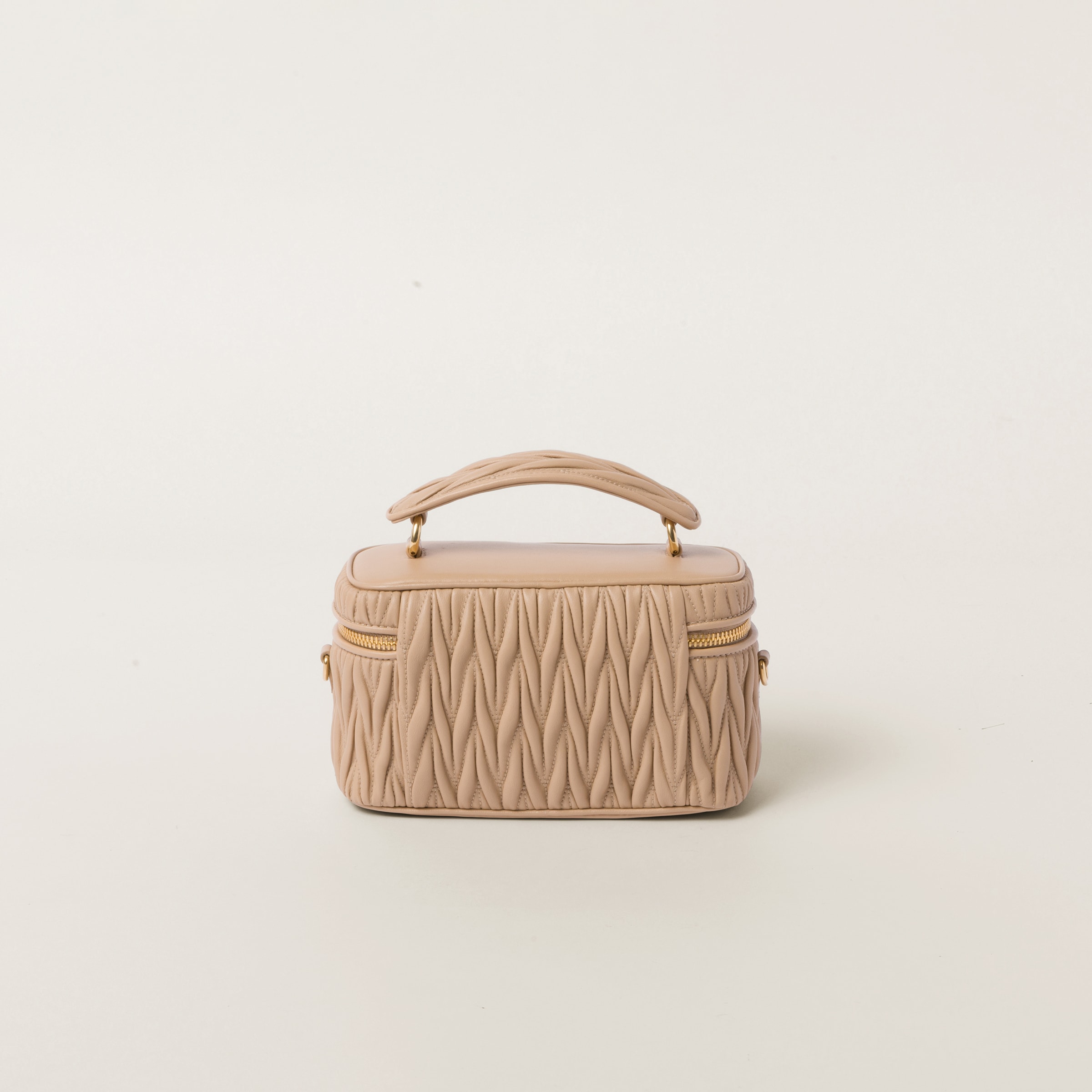 Sand Beige Matelasse Nappa Leather Shoulder Bag Miu Miu