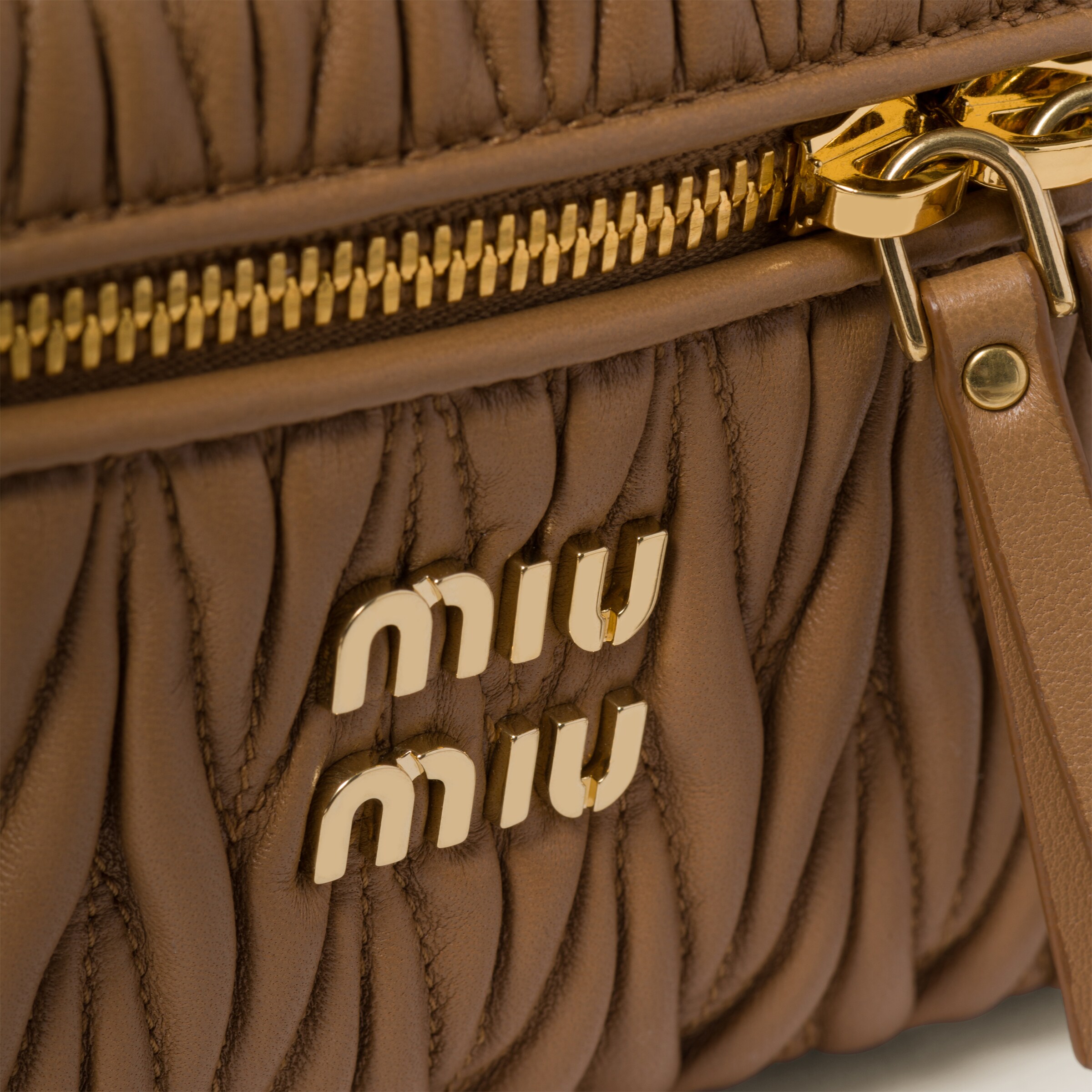 Caramel Matelassé Nappa Leather Shoulder Bag | Miu Miu