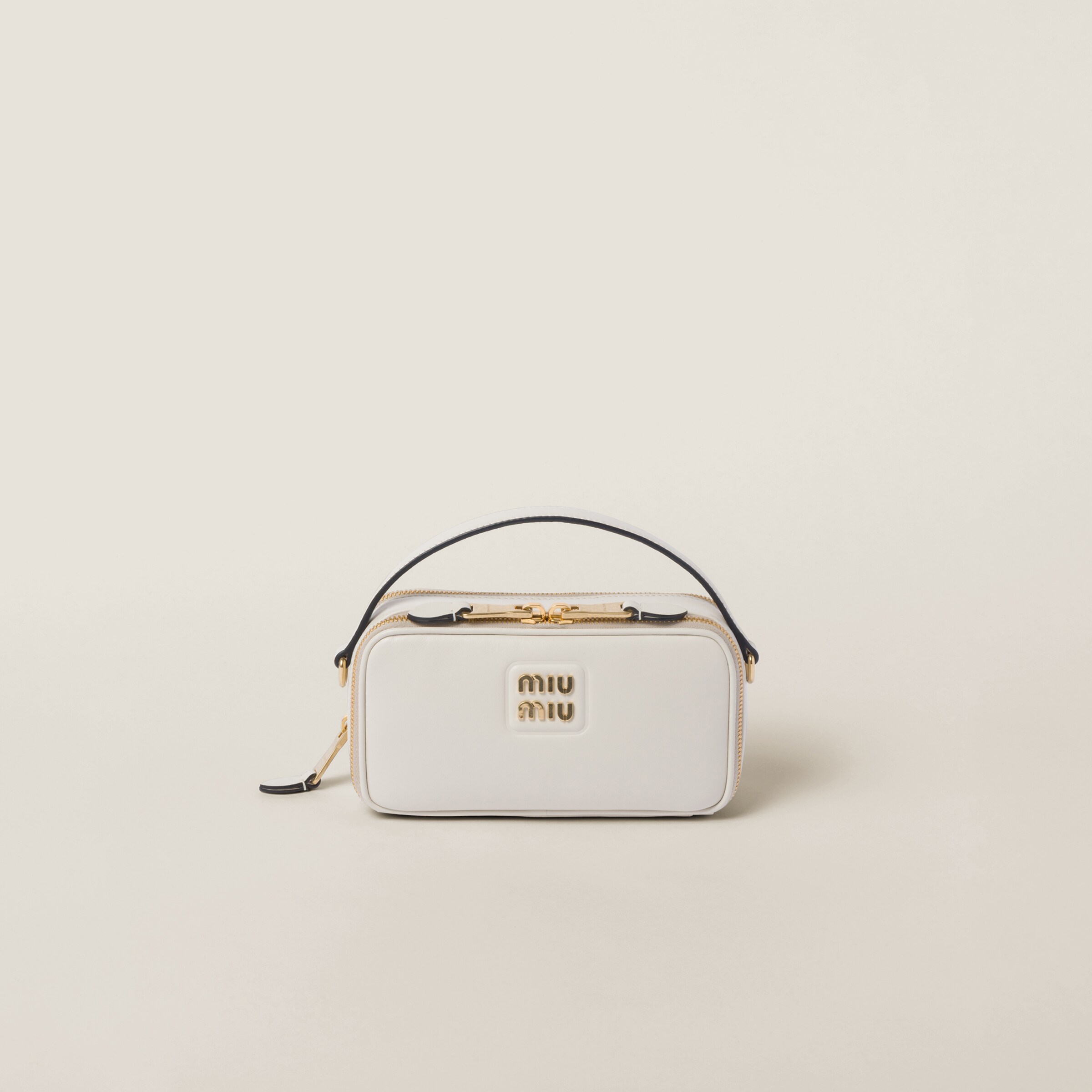 Miumiu Leather Shoulder Bag In Chalk White