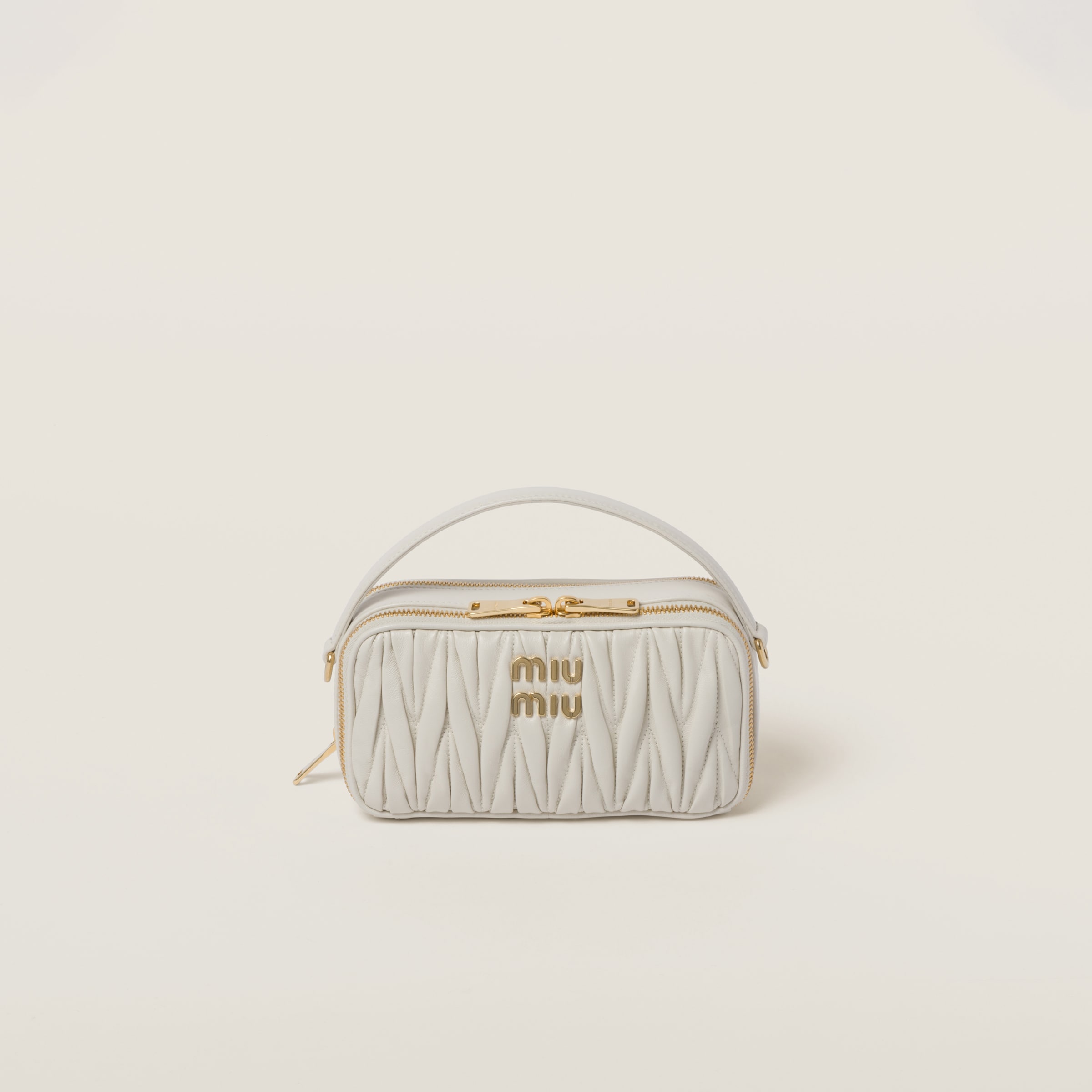 Miumiu Matelassé Nappa Leather Shoulder Bag In White