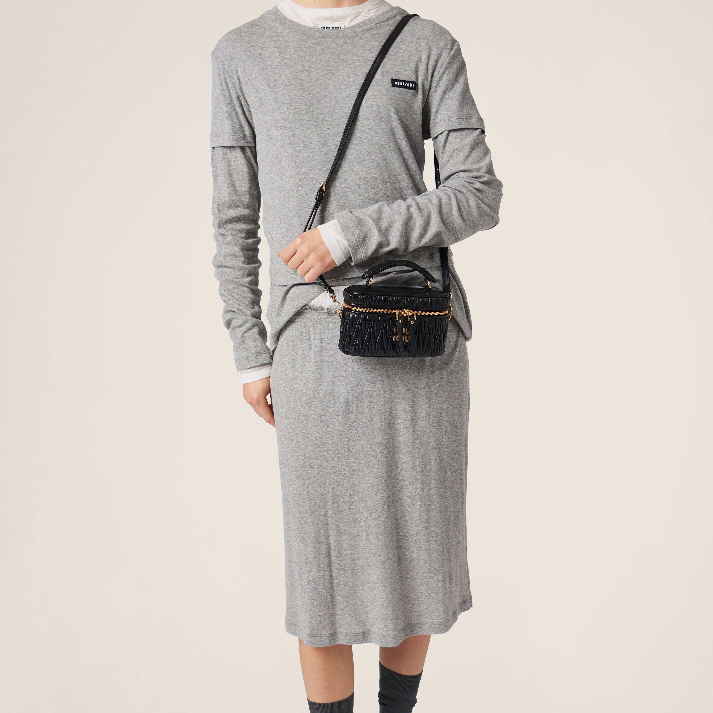 【Miu Miu】Matelasse Nappa Leather Shoulder Bag Black Black Matelassé Nappa Leather Shoulder Bag | Miu Miu