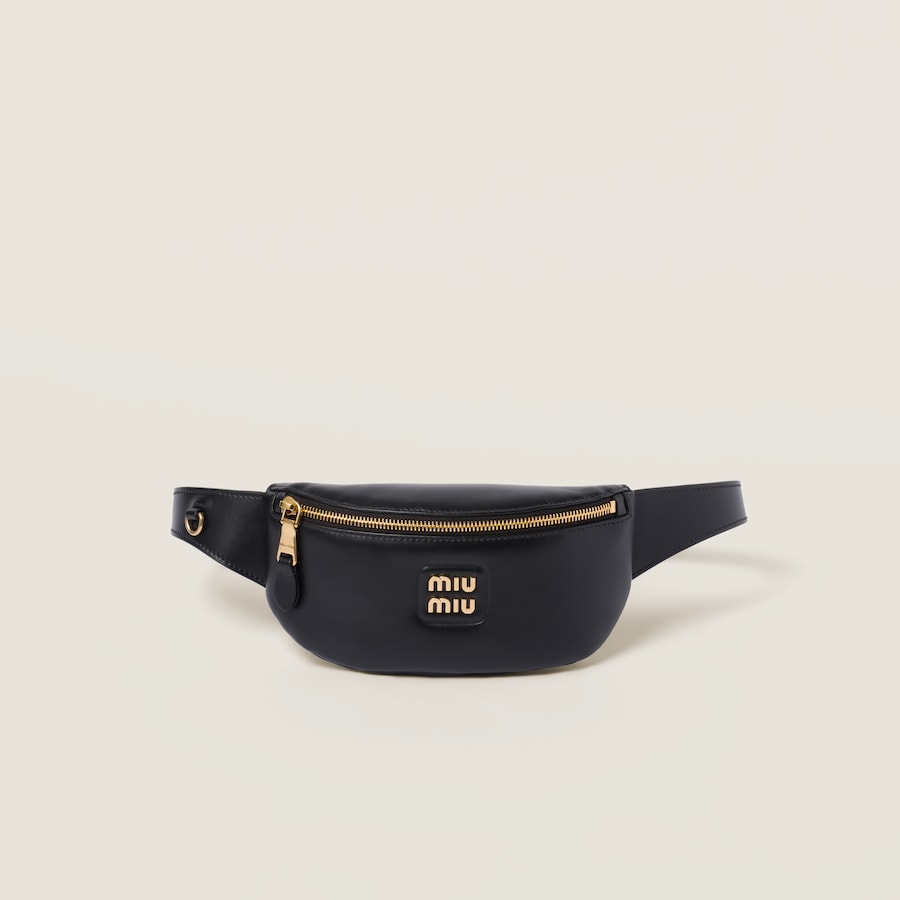 MIUMIU 26S POCKET BAG 38 IN BLACK CALFSKIN GOLD HARDWARE