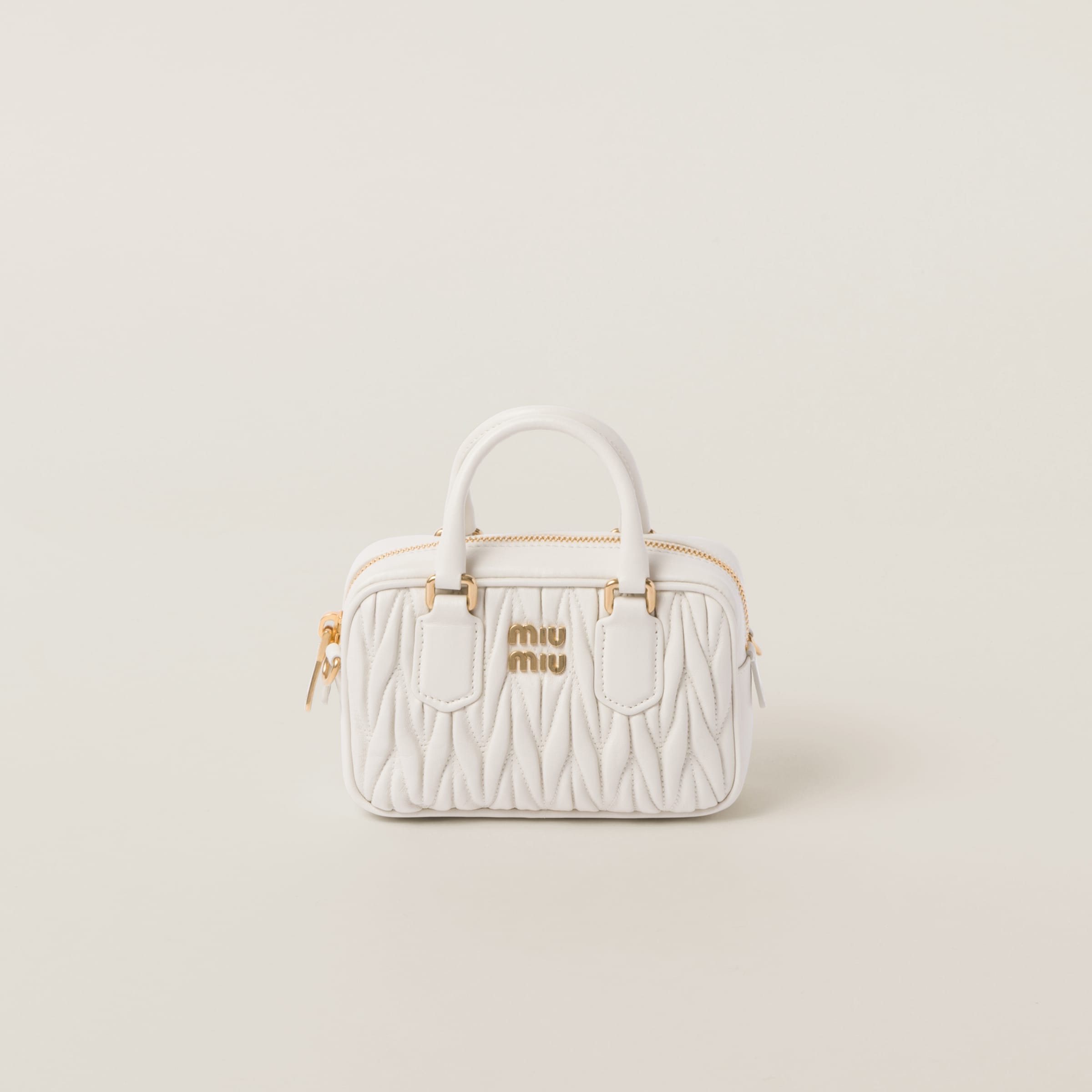 White Arcadie Matelasse Nappa Leather Mini bag Miu Miu