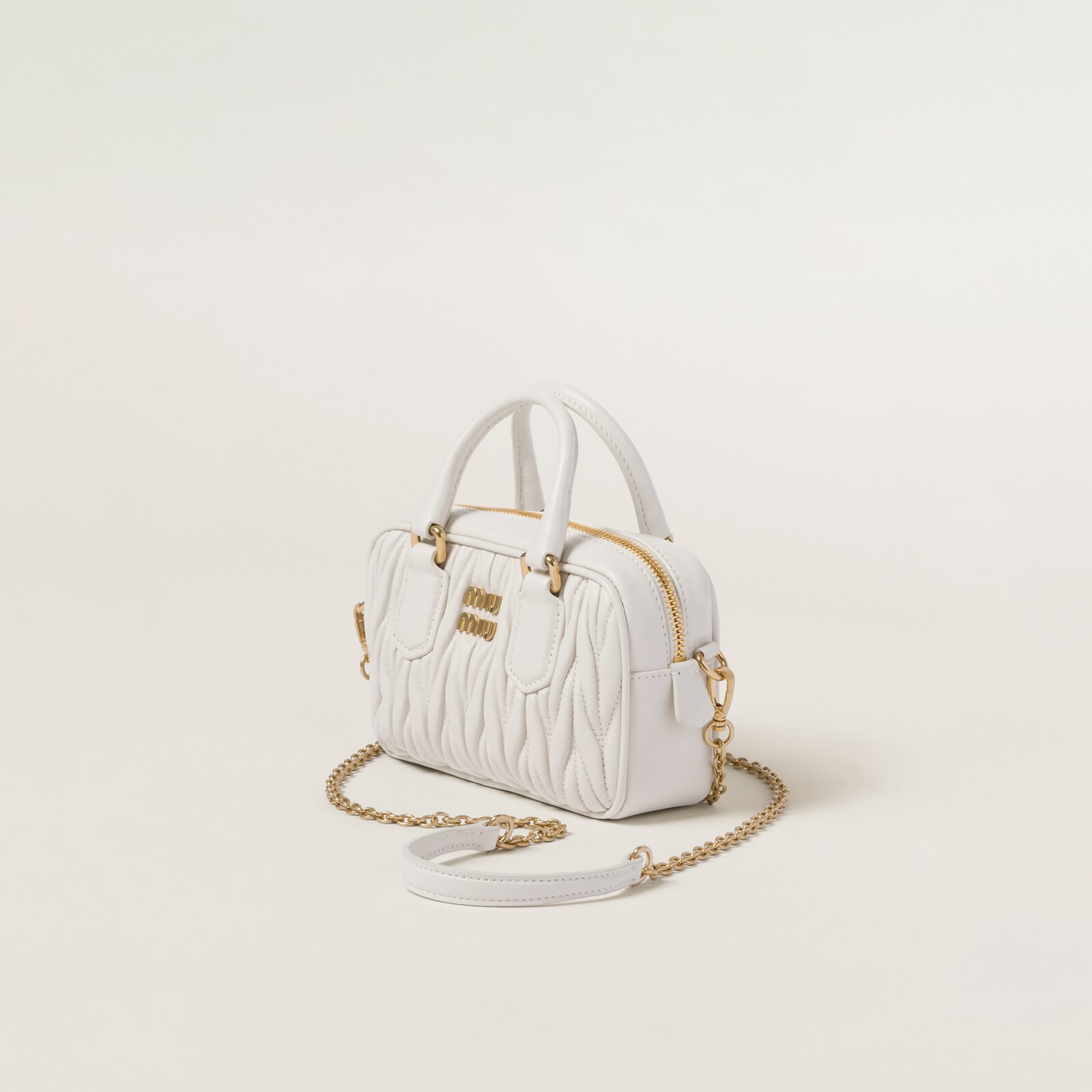 ARCADIE MATELASSÉ NAPPA SMALL BAG 19 IN COFFEE LAMBSKIN GOLD HARDWARE main image 0