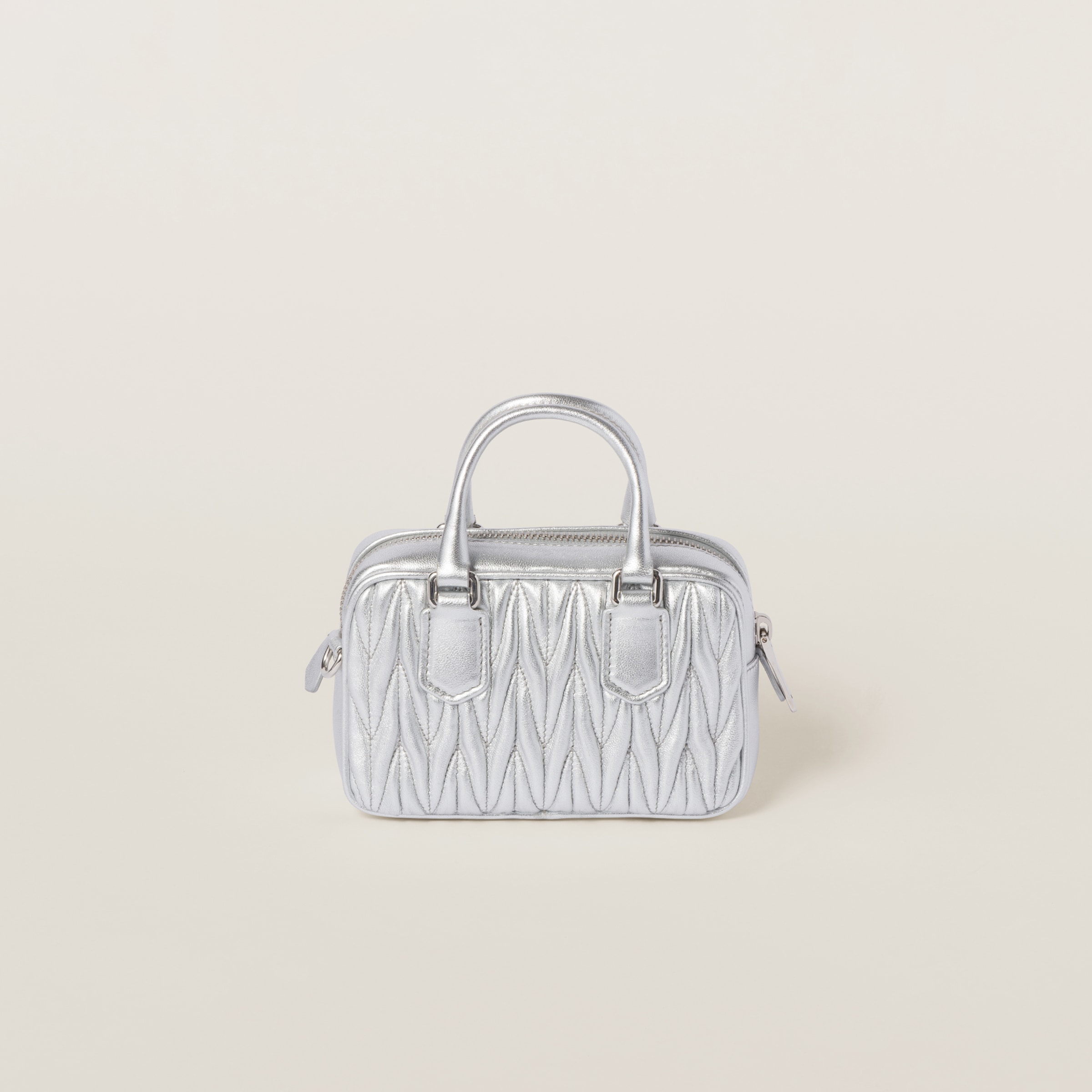 Silver Arcadie Matelasse Nappa Leather Mini bag Miu Miu