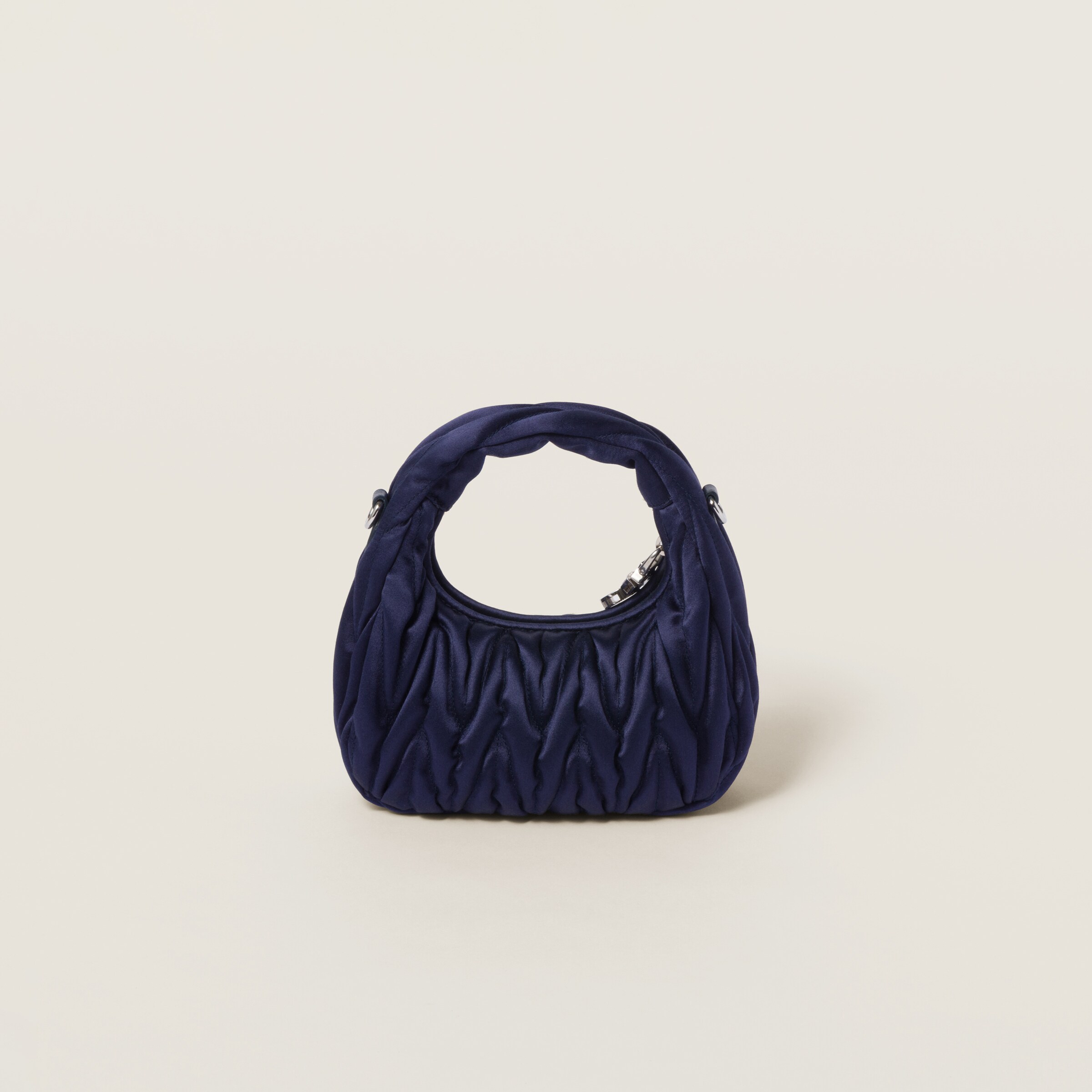 Wander matelassé satin mini hobo bag