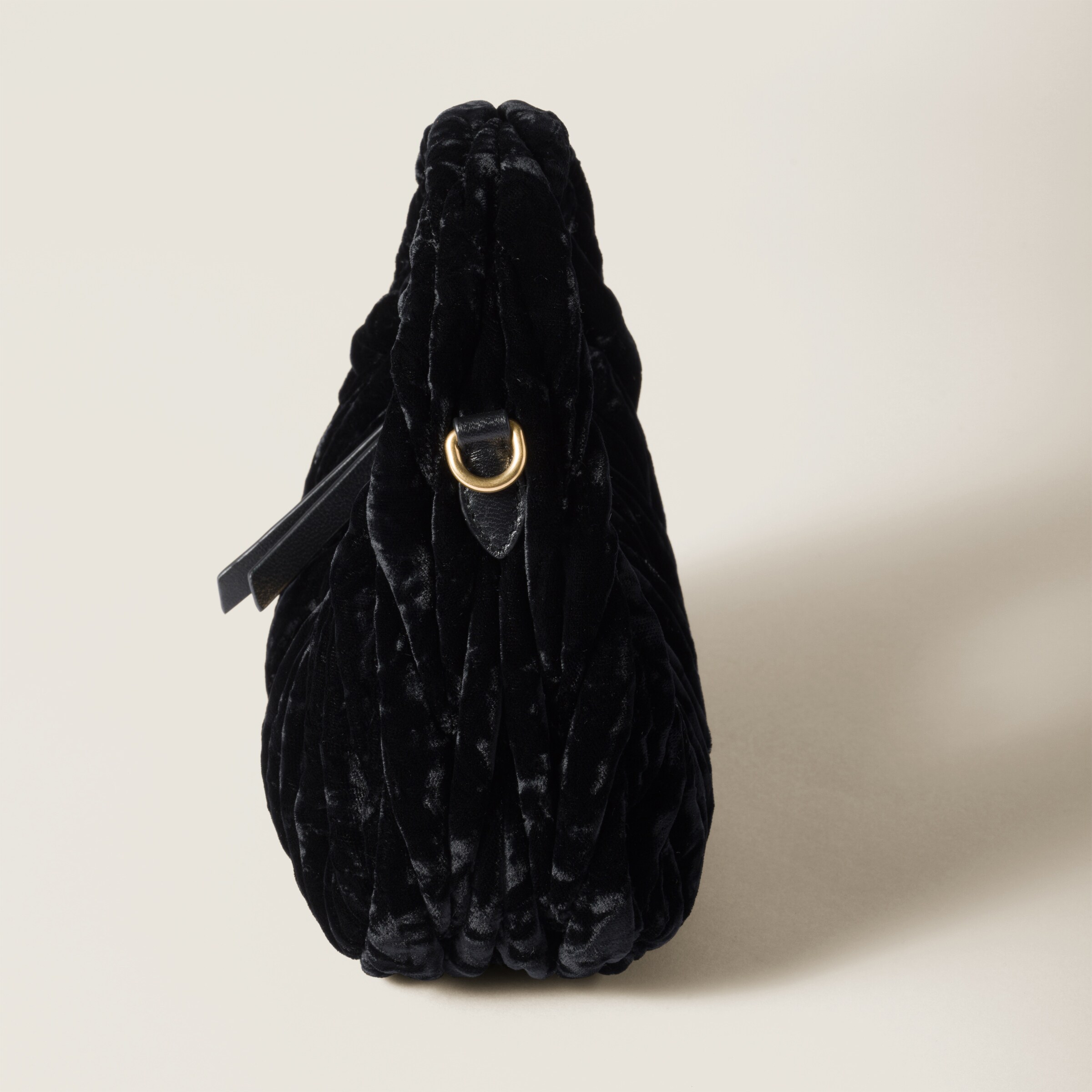 Schwarz Wander Velvet Hobo Mini Bag Miu Miu