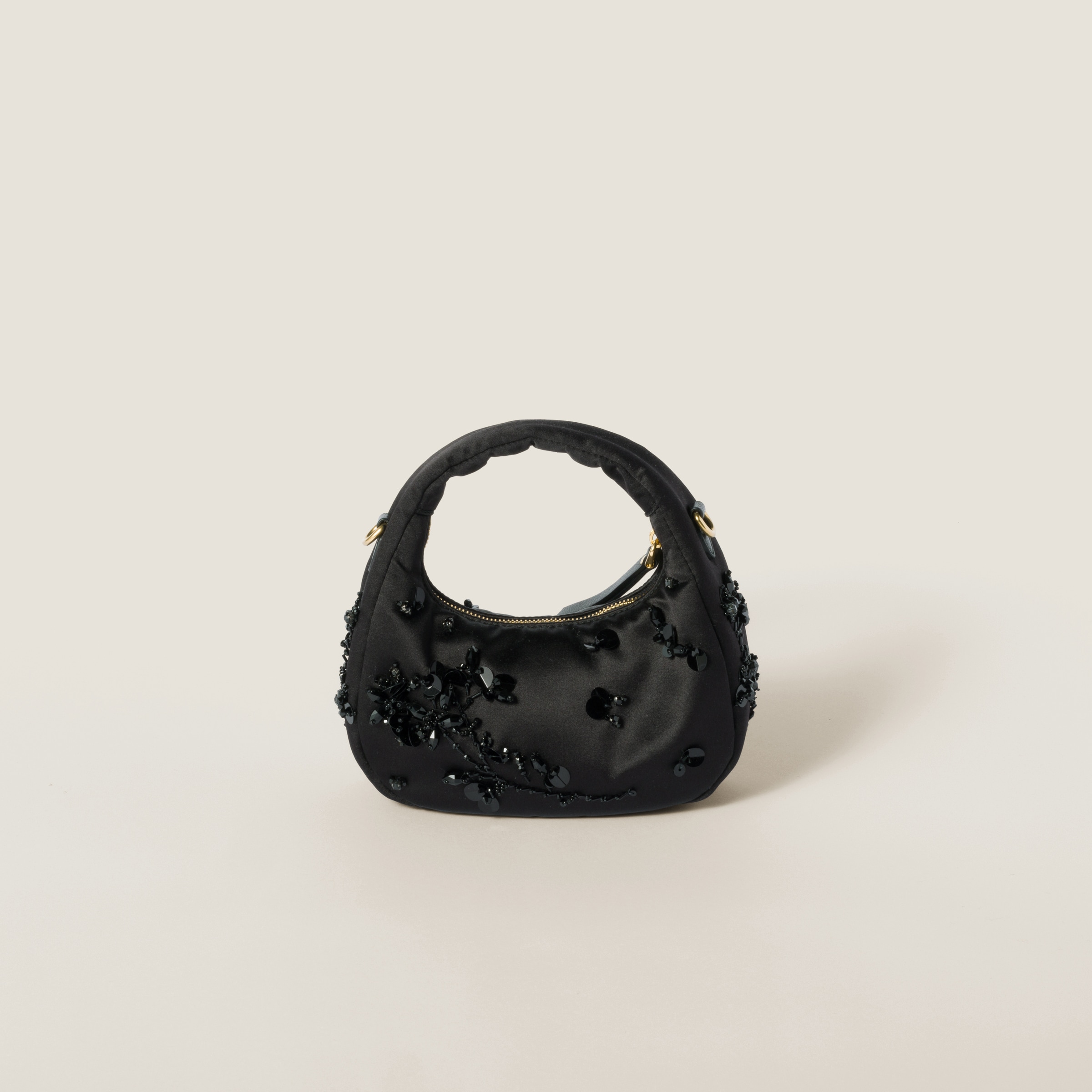 Black Wander Embroidered Duchesse Mini bag Miu Miu